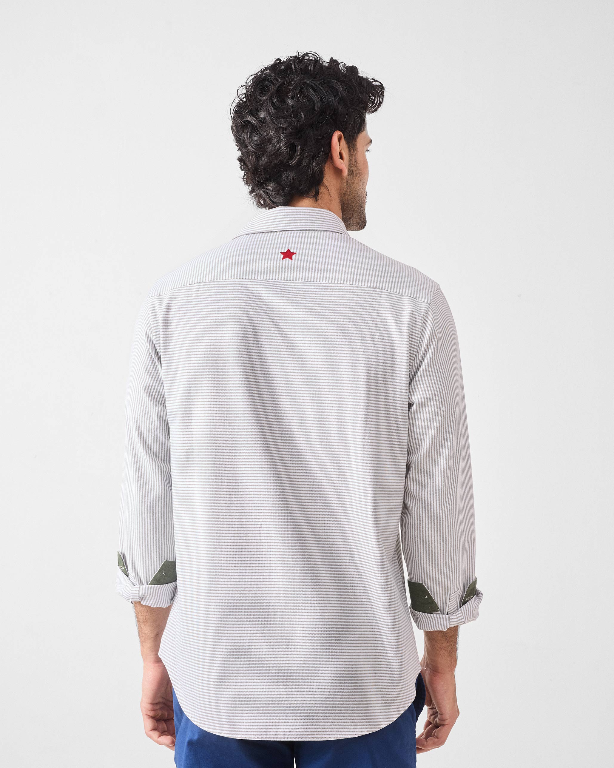 Zulu Shirt - Olive & White Stripes