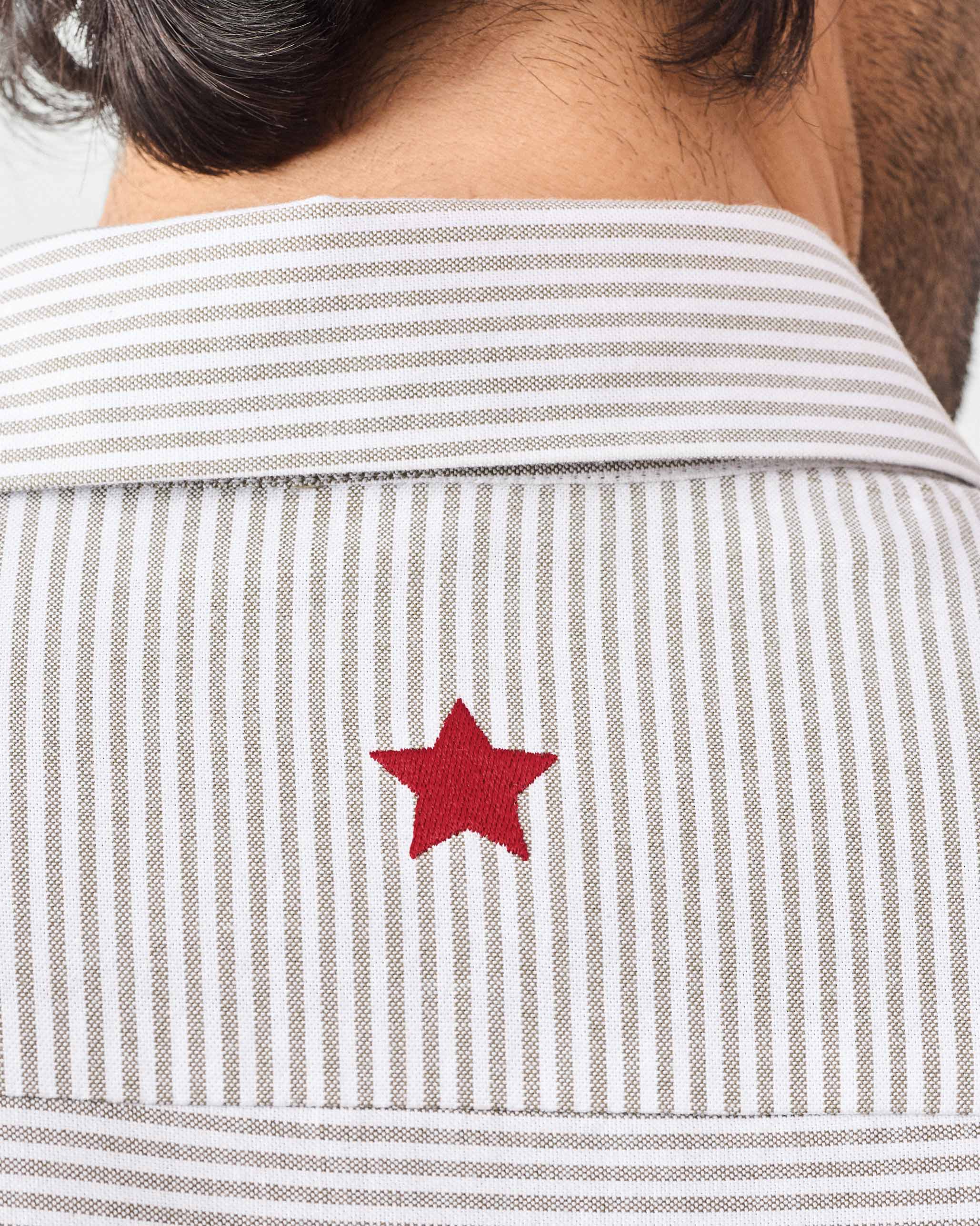 Zulu Shirt - Olive & White Stripes