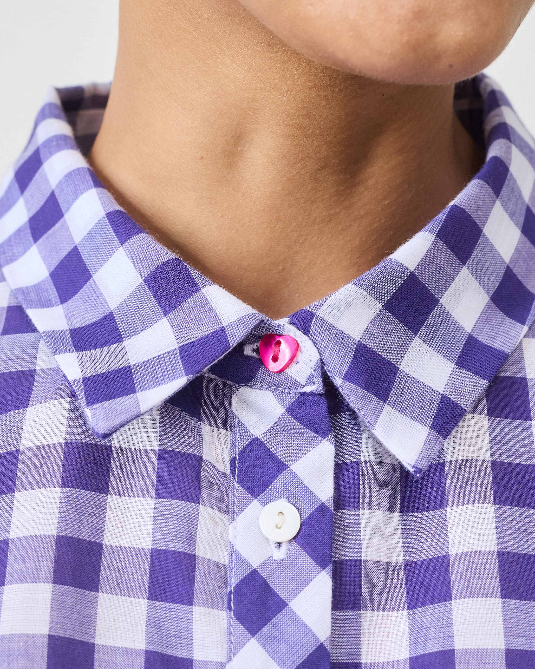 Anna Top - Purple & White Checks