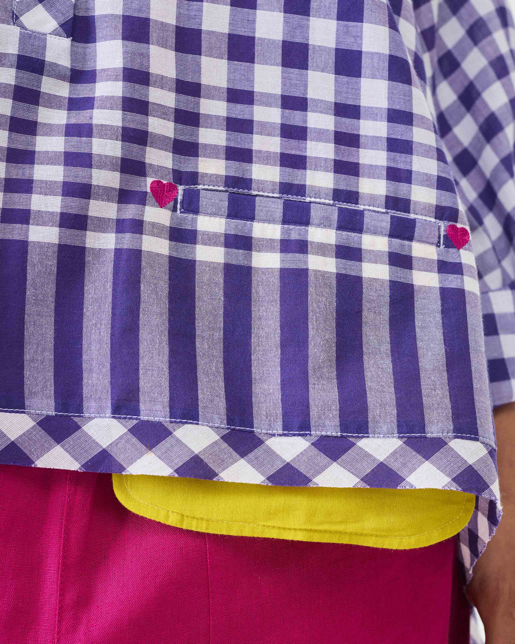 Anna Top - Purple & White Checks