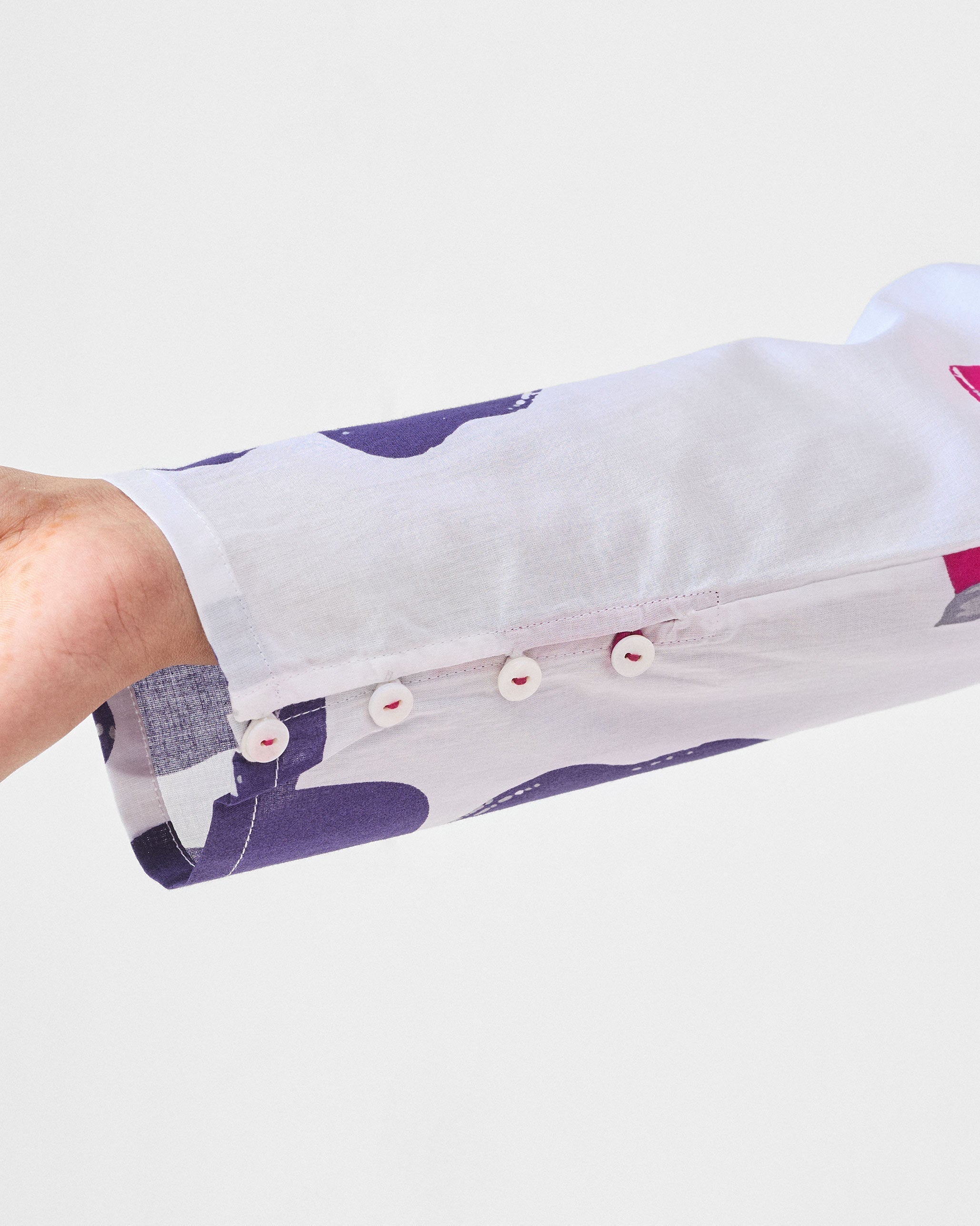 Calicut Top - White & Purple Printed