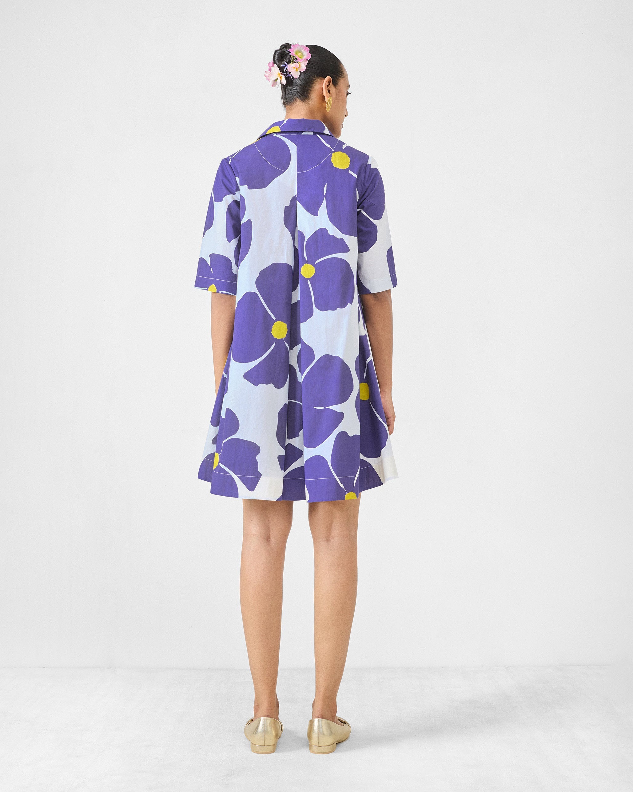 Happy Heart Dress - Purple & White Print