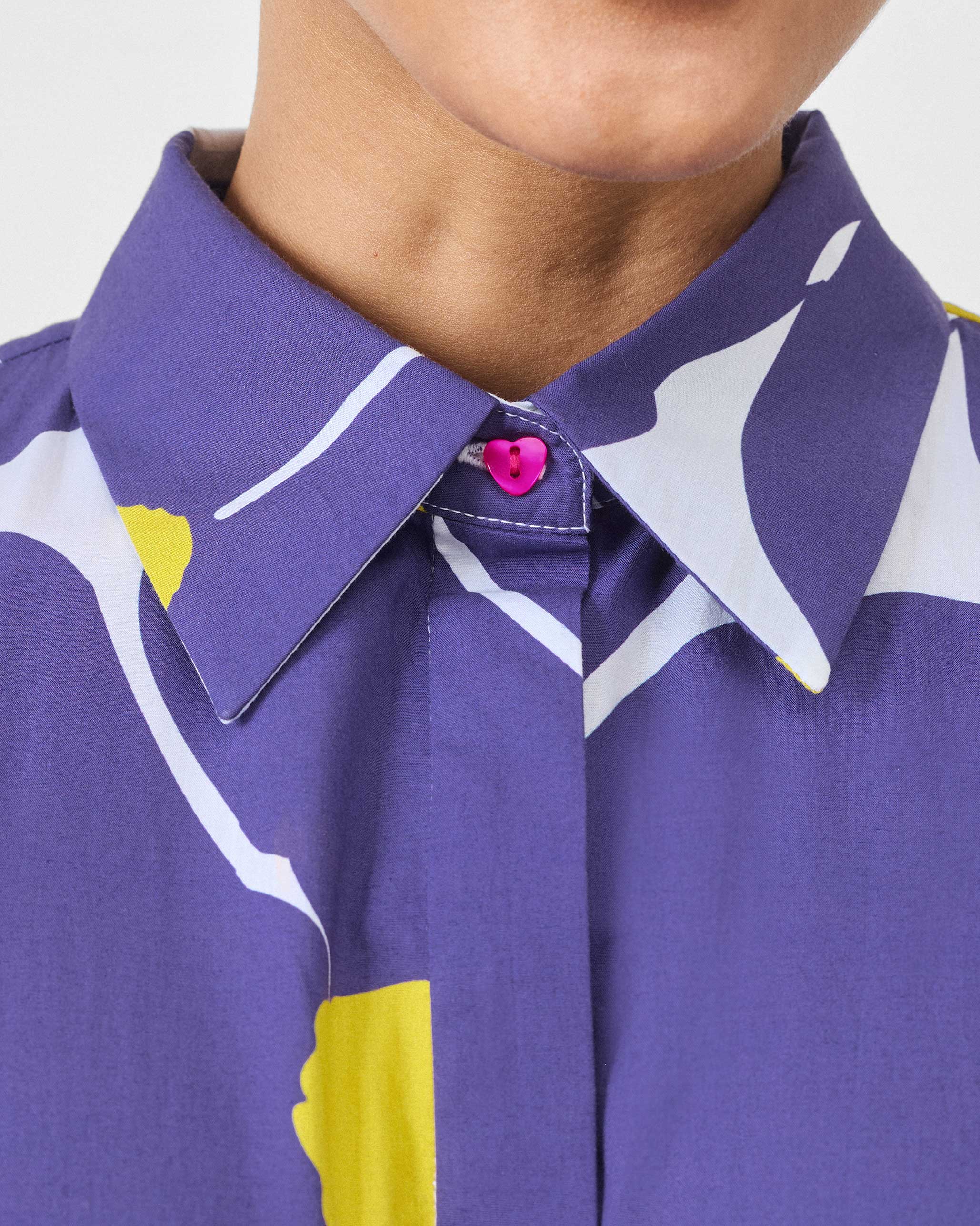 Happy Heart Dress - Purple & White Print