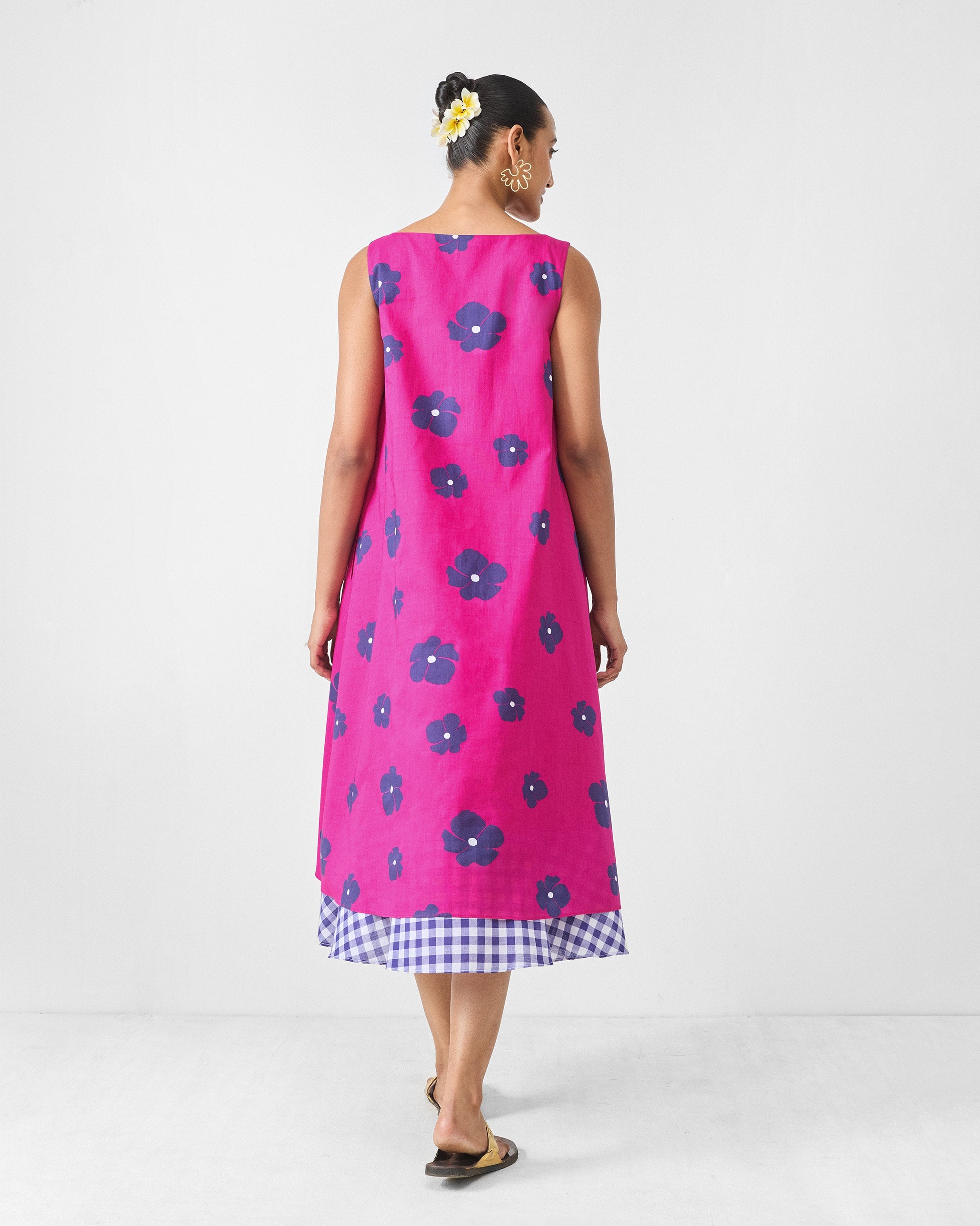 Double Layer Dress - Fuchsia & Purple Print
