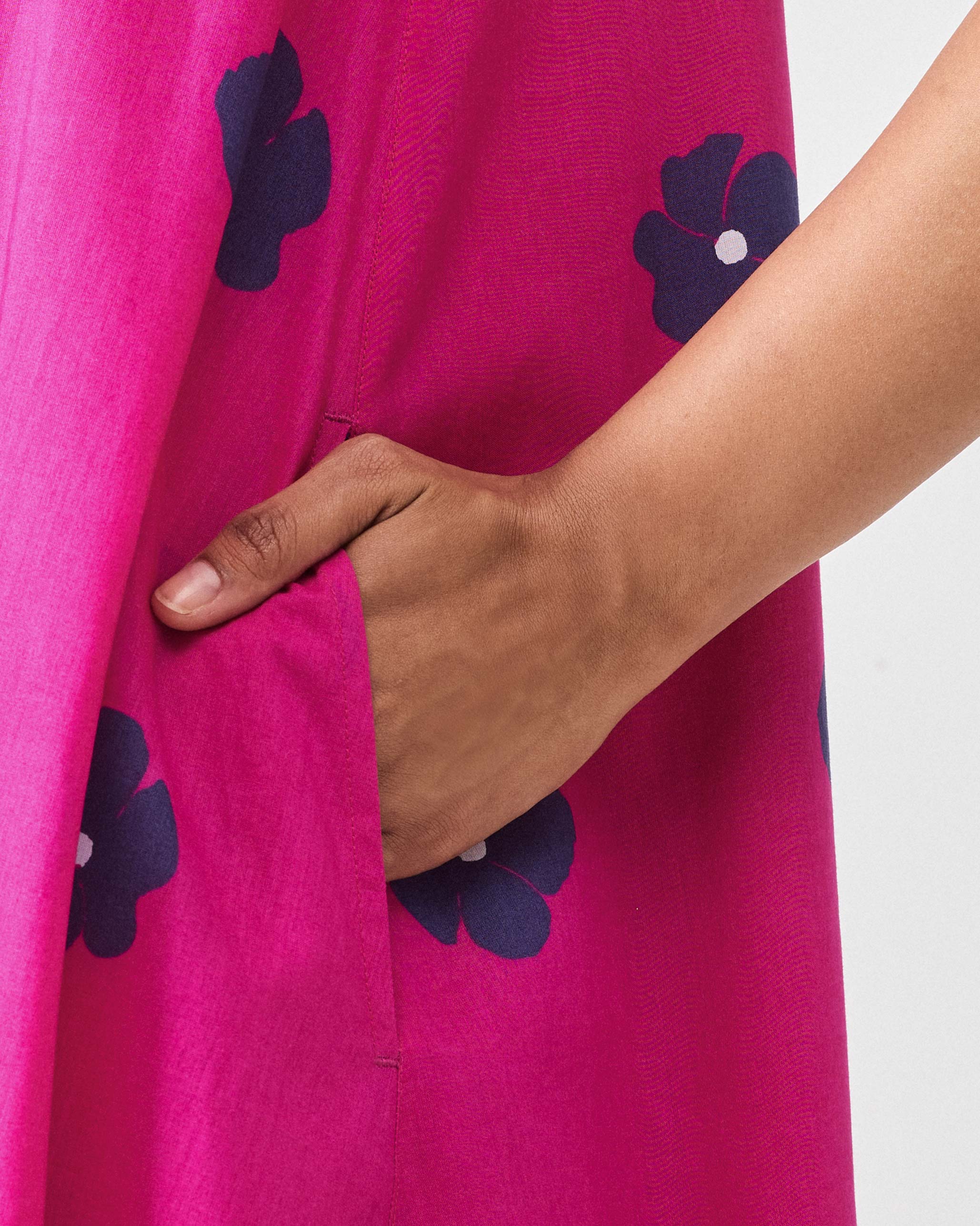 Double Layer Dress - Fuchsia & Purple Print