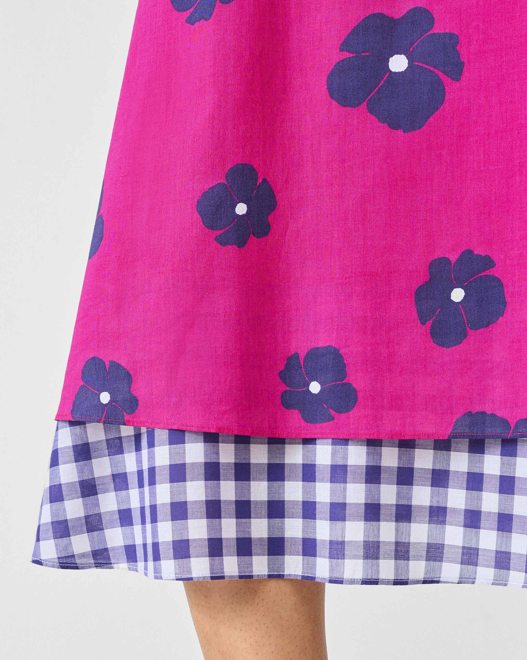 Double Layer Dress - Fuchsia & Purple Print
