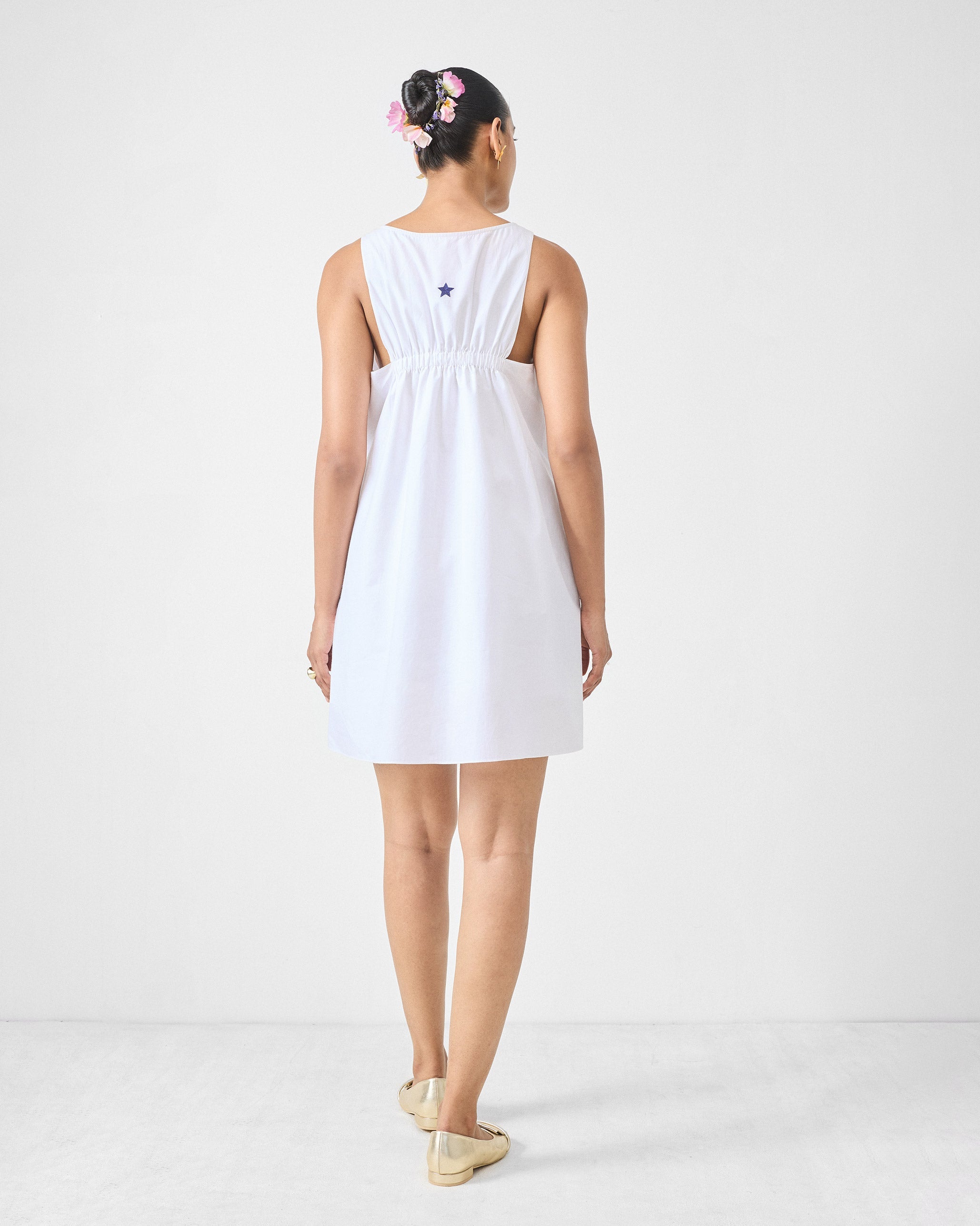 Short Racerback Dress - White & Fuchsia