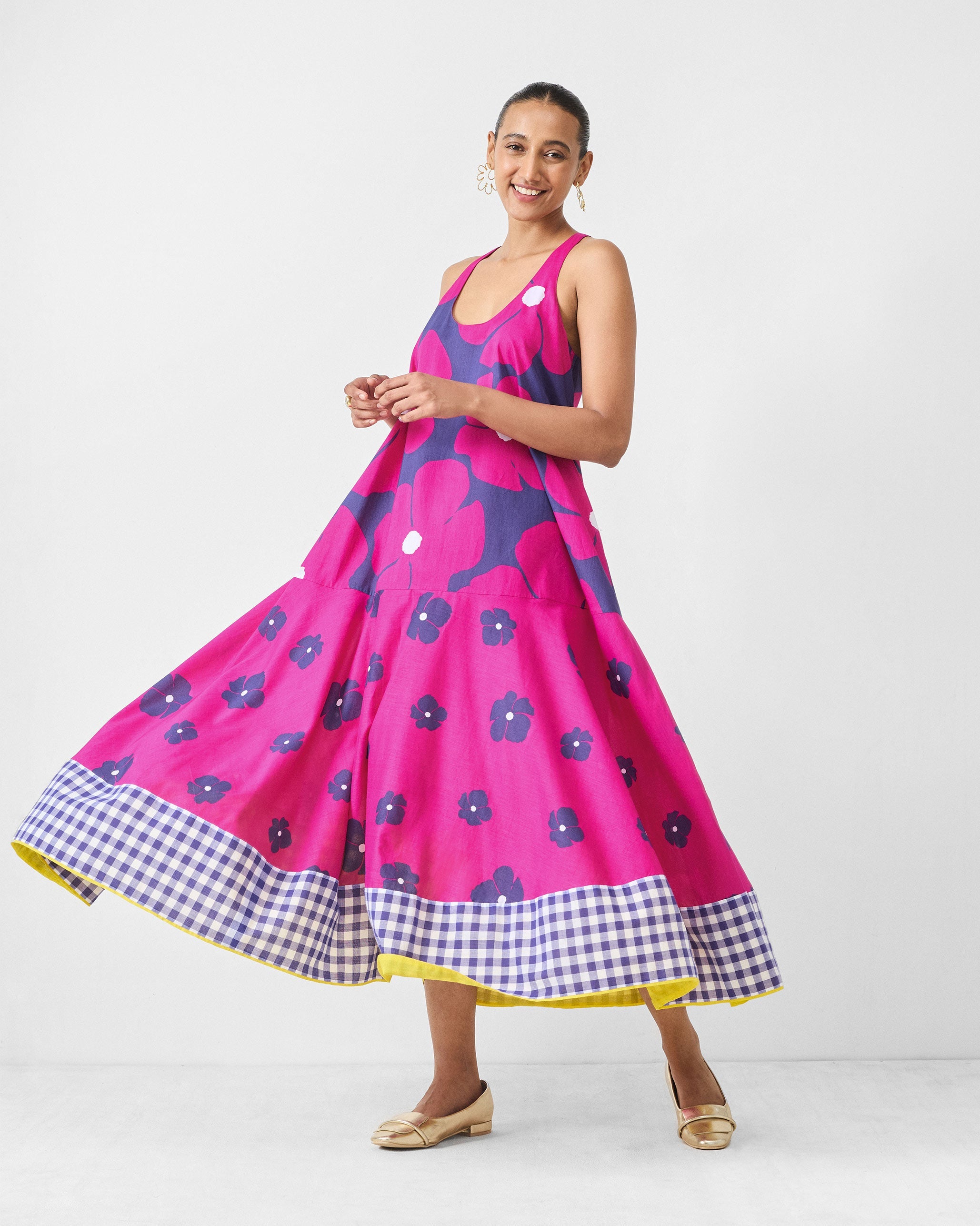 Karibu Dress - Fuchsia & Purple Printed