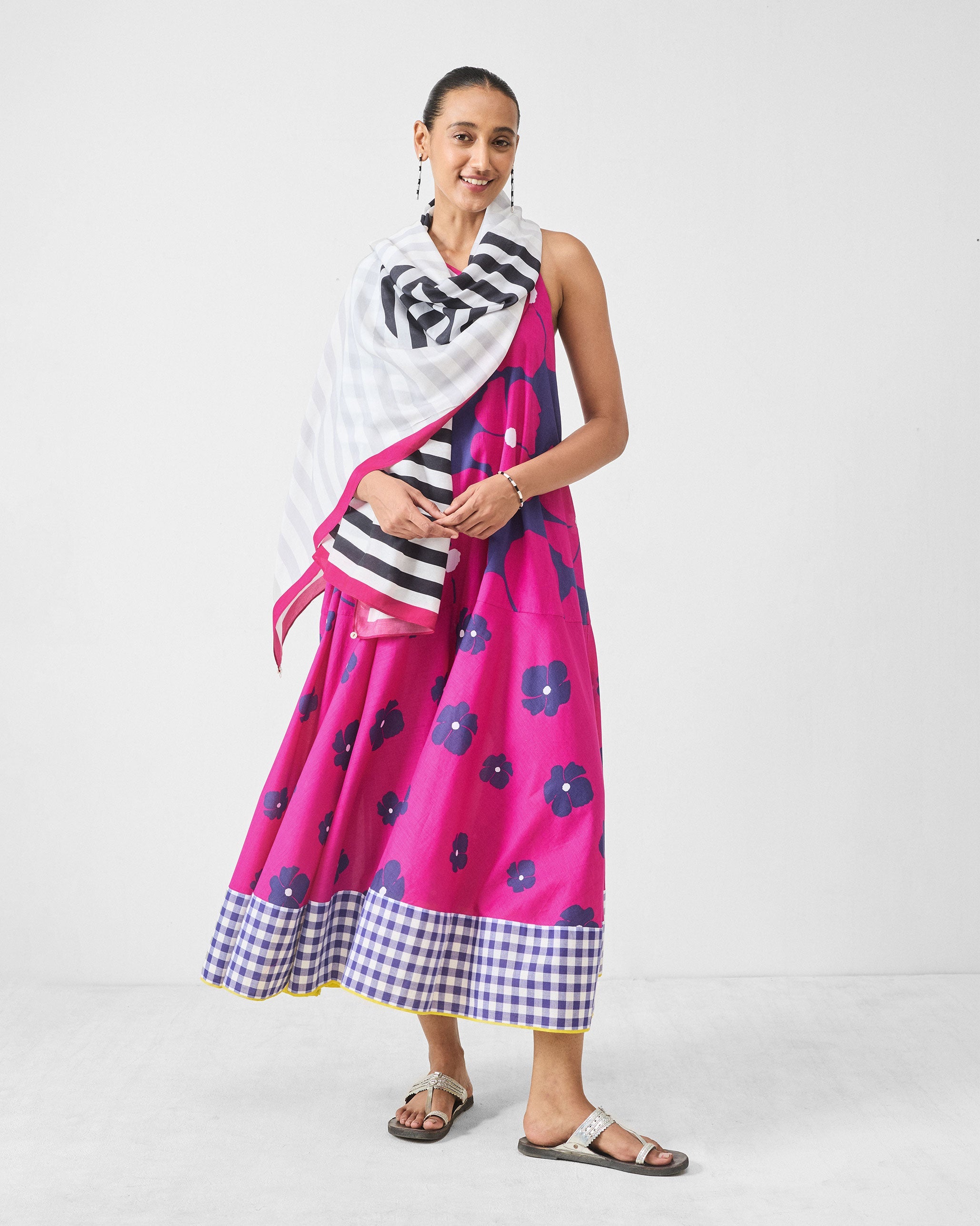 Karibu Dress - Fuchsia & Purple Printed