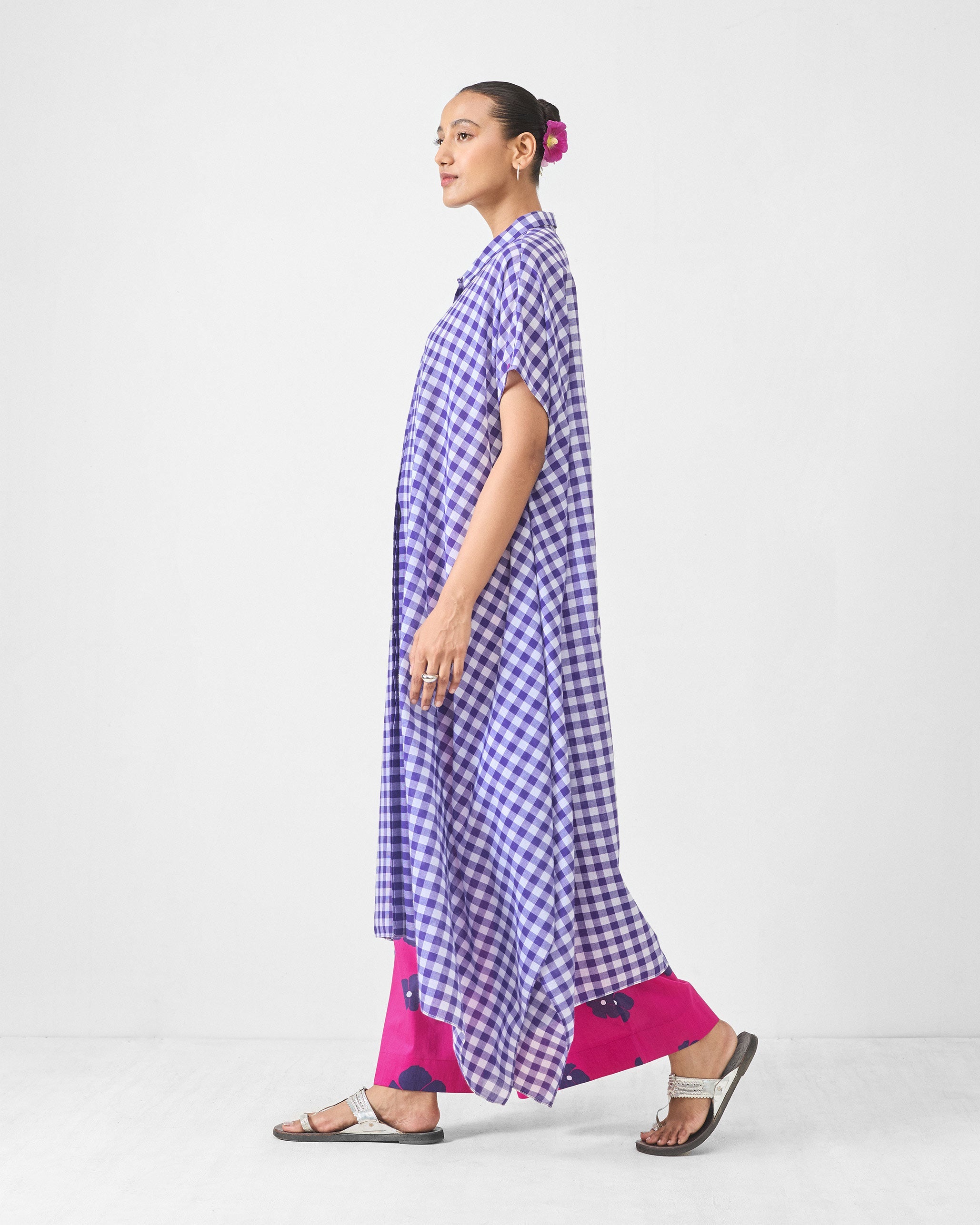 Treasure Kurta - Purple & White Checks