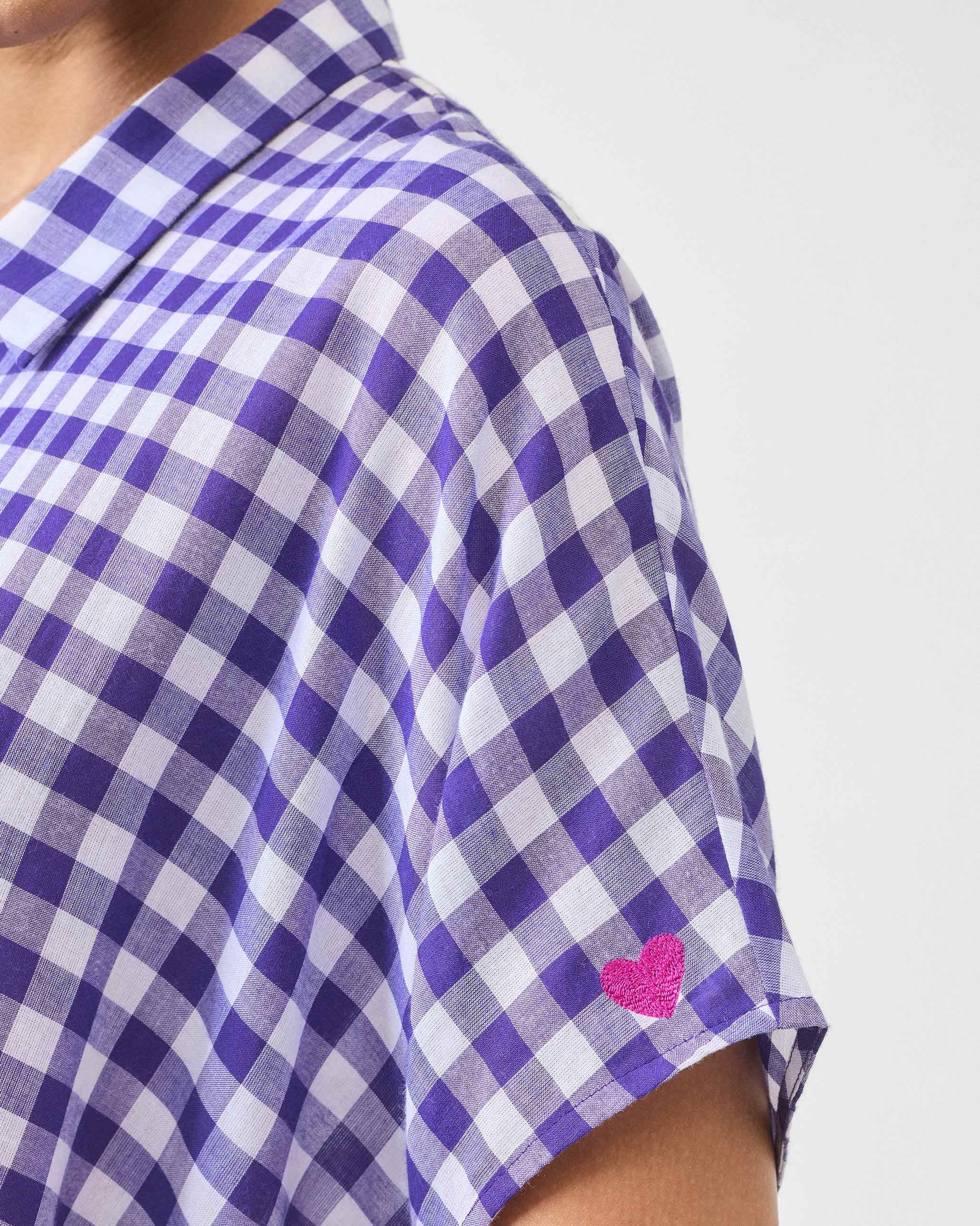 Treasure Kurta - Purple & White Checks