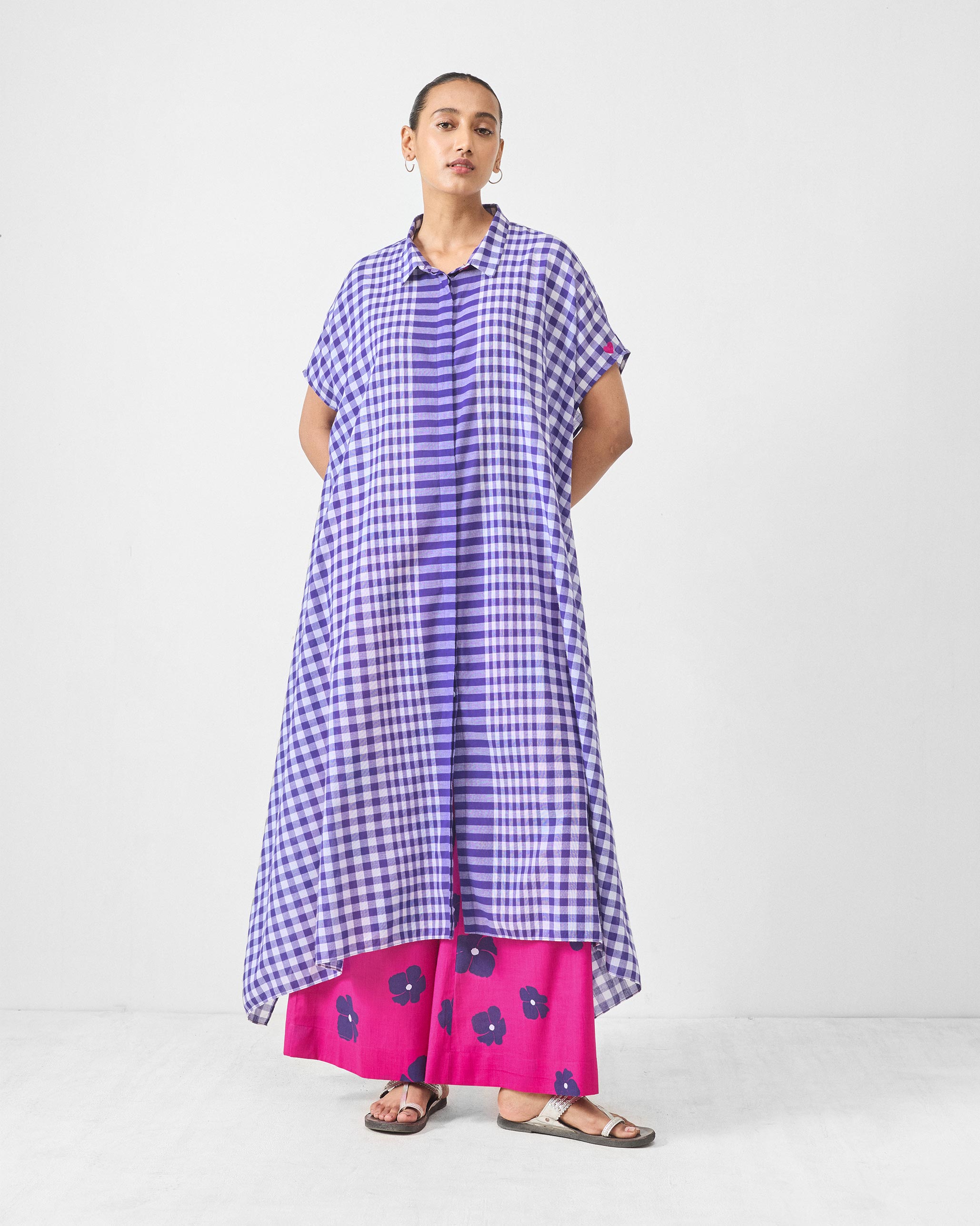Treasure Kurta - Purple & White Checks