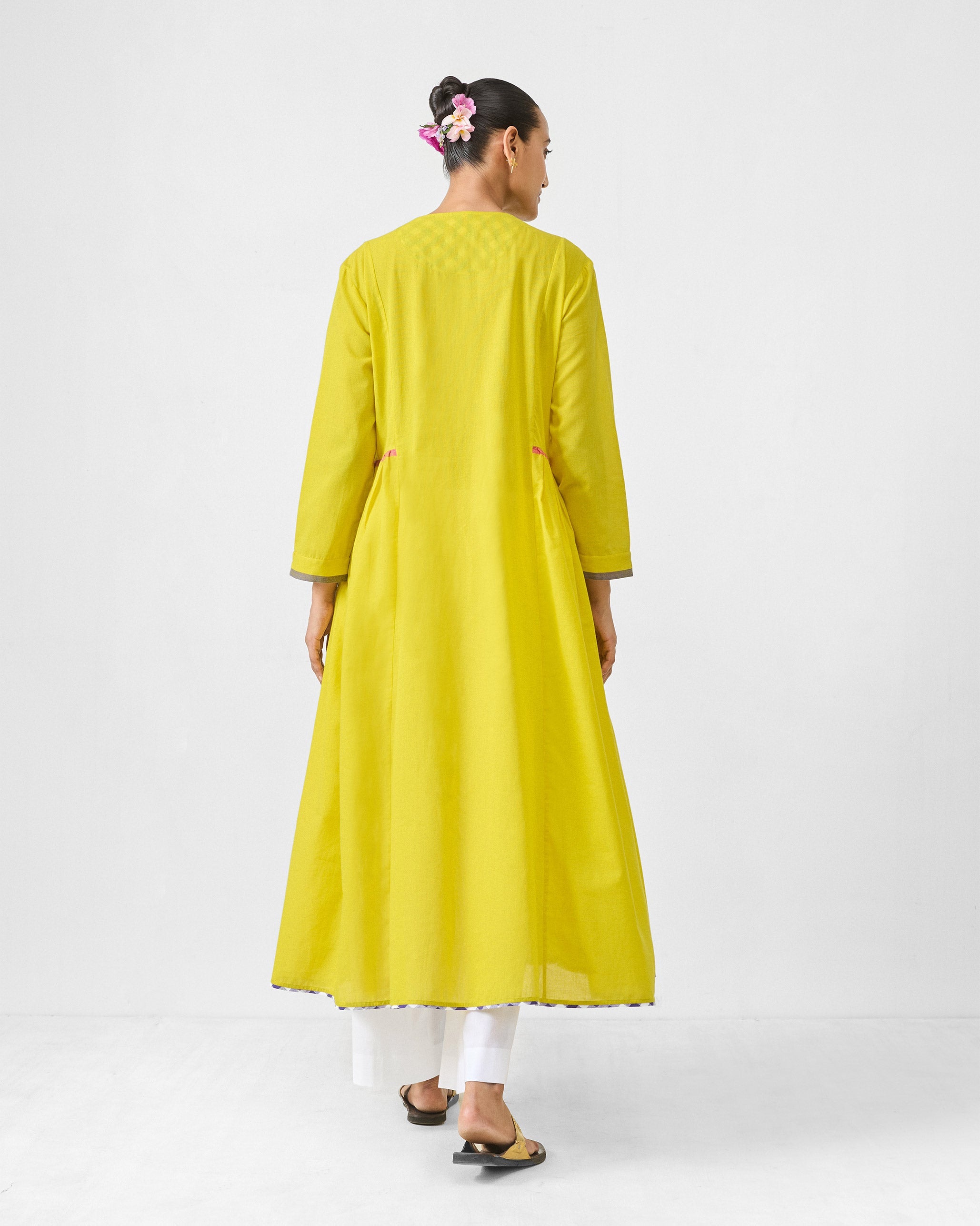 Pintuck Kurta - Chartreuse