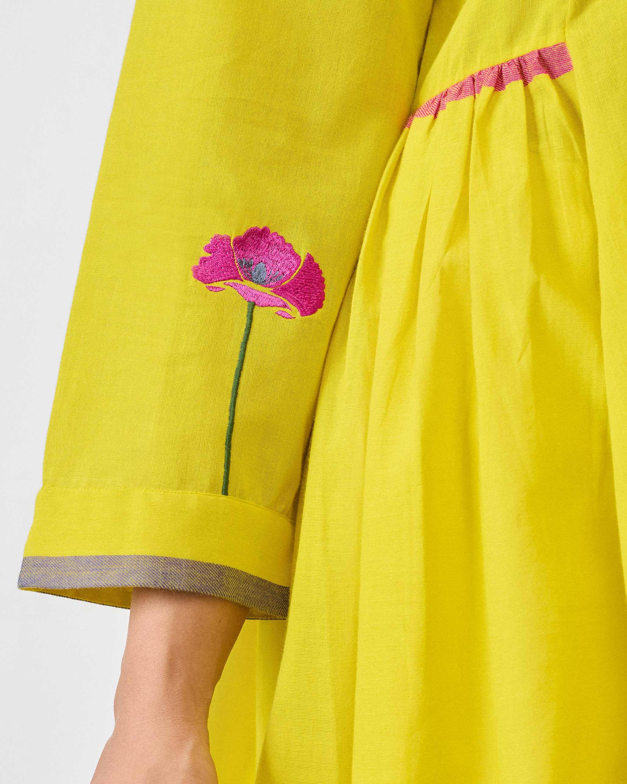 Pintuck Kurta - Chartreuse