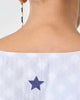 V Neck Kaftan - White & Fuchsia Printed