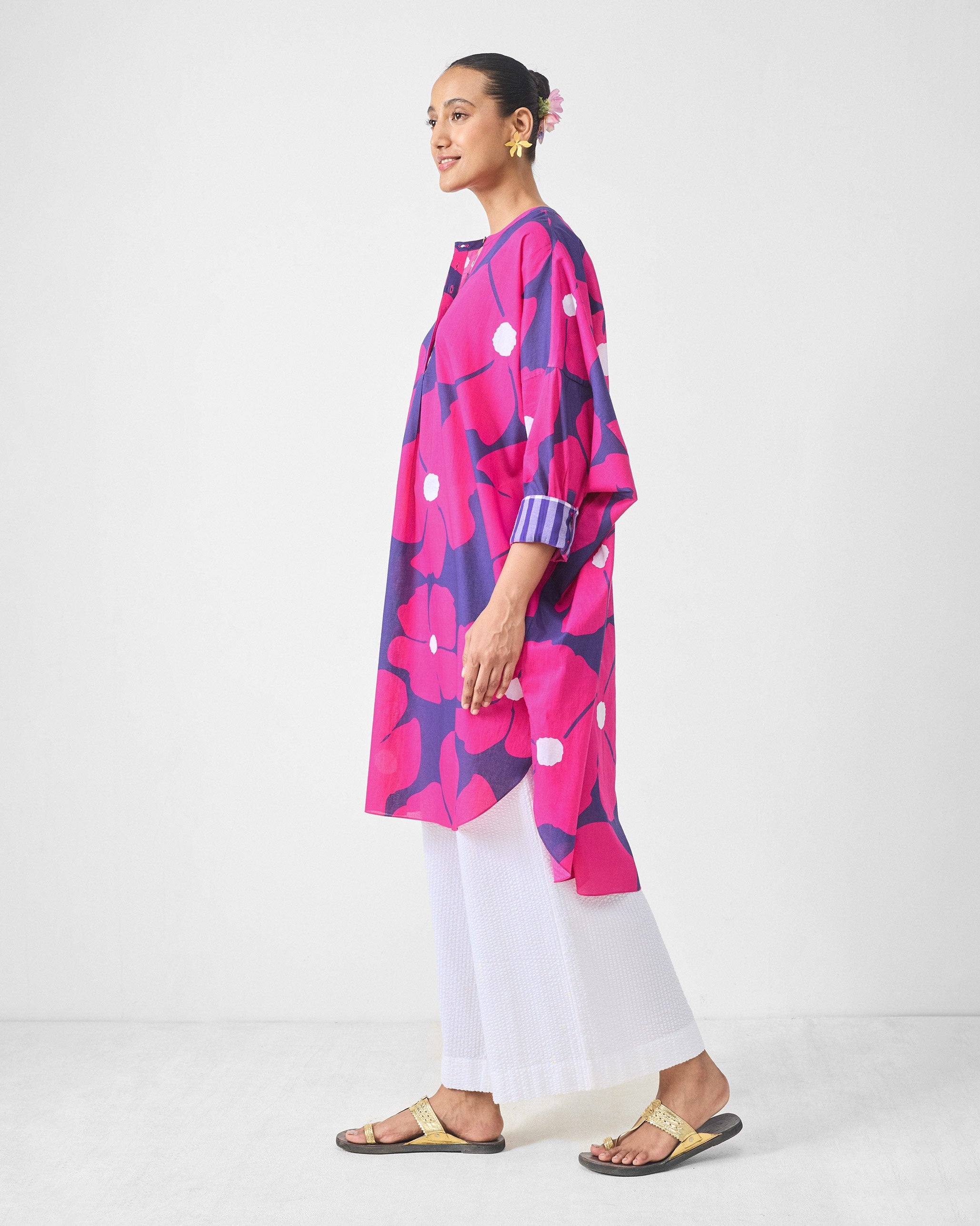 Lazy Sunday Tunic - Fuchsia & Purple Printed