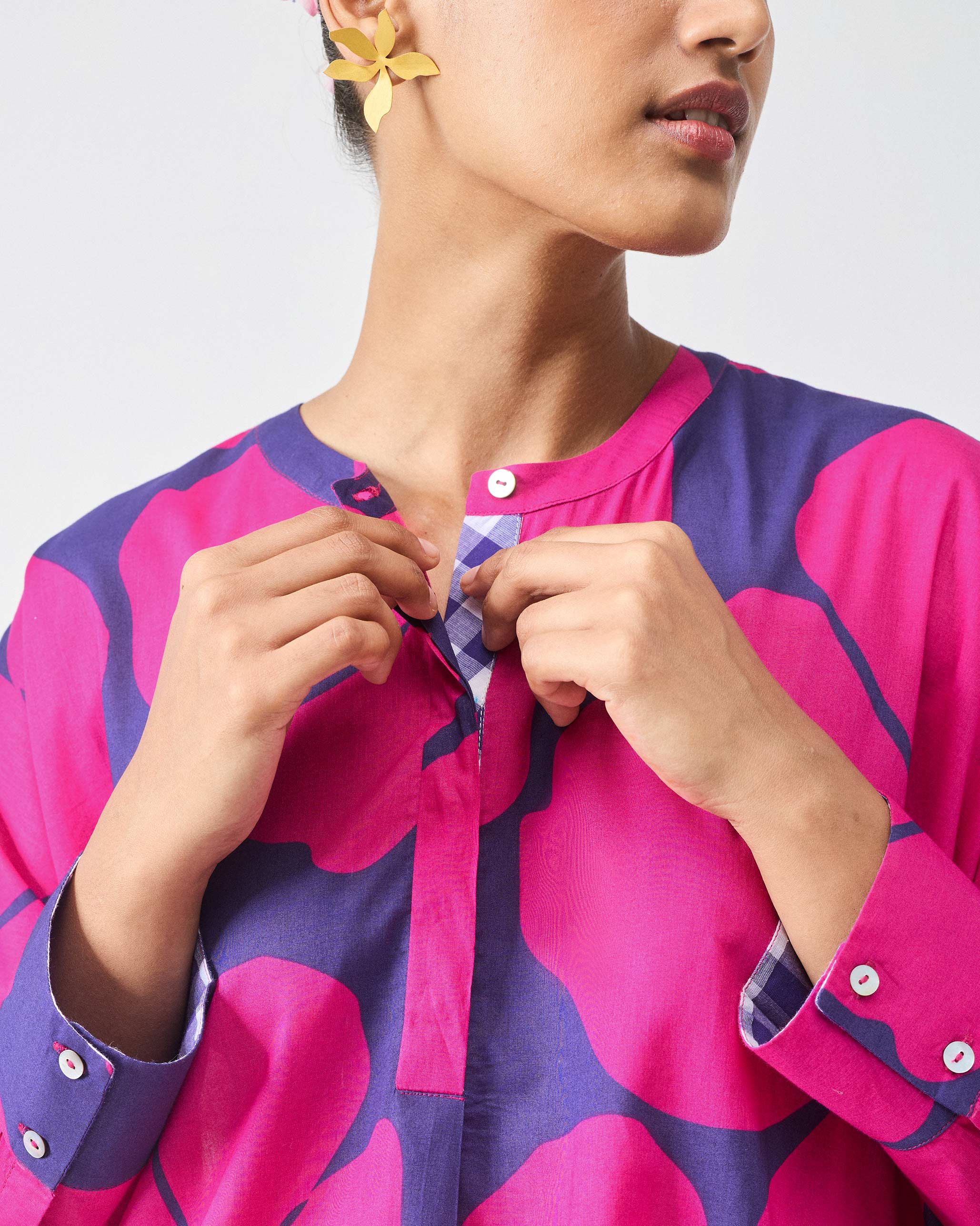 Lazy Sunday Tunic - Fuchsia & Purple Printed
