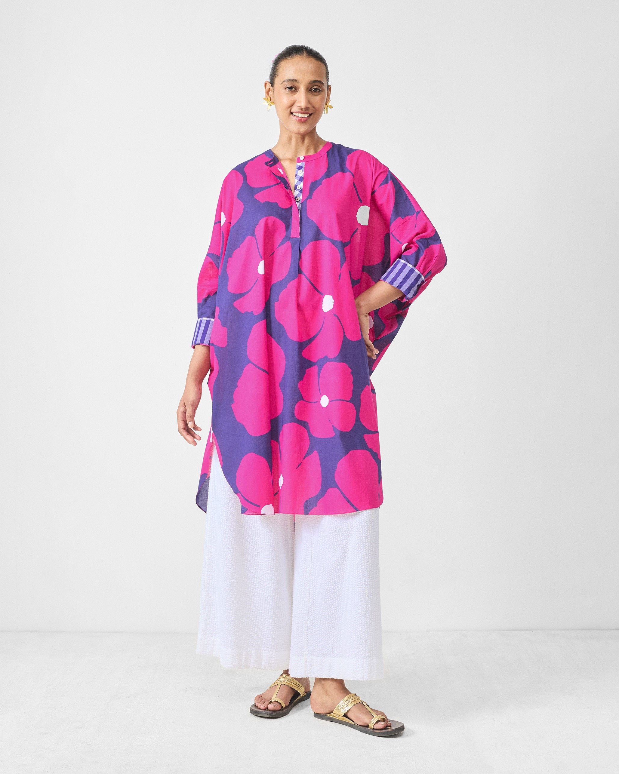 Lazy Sunday Tunic - Fuchsia & Purple Printed