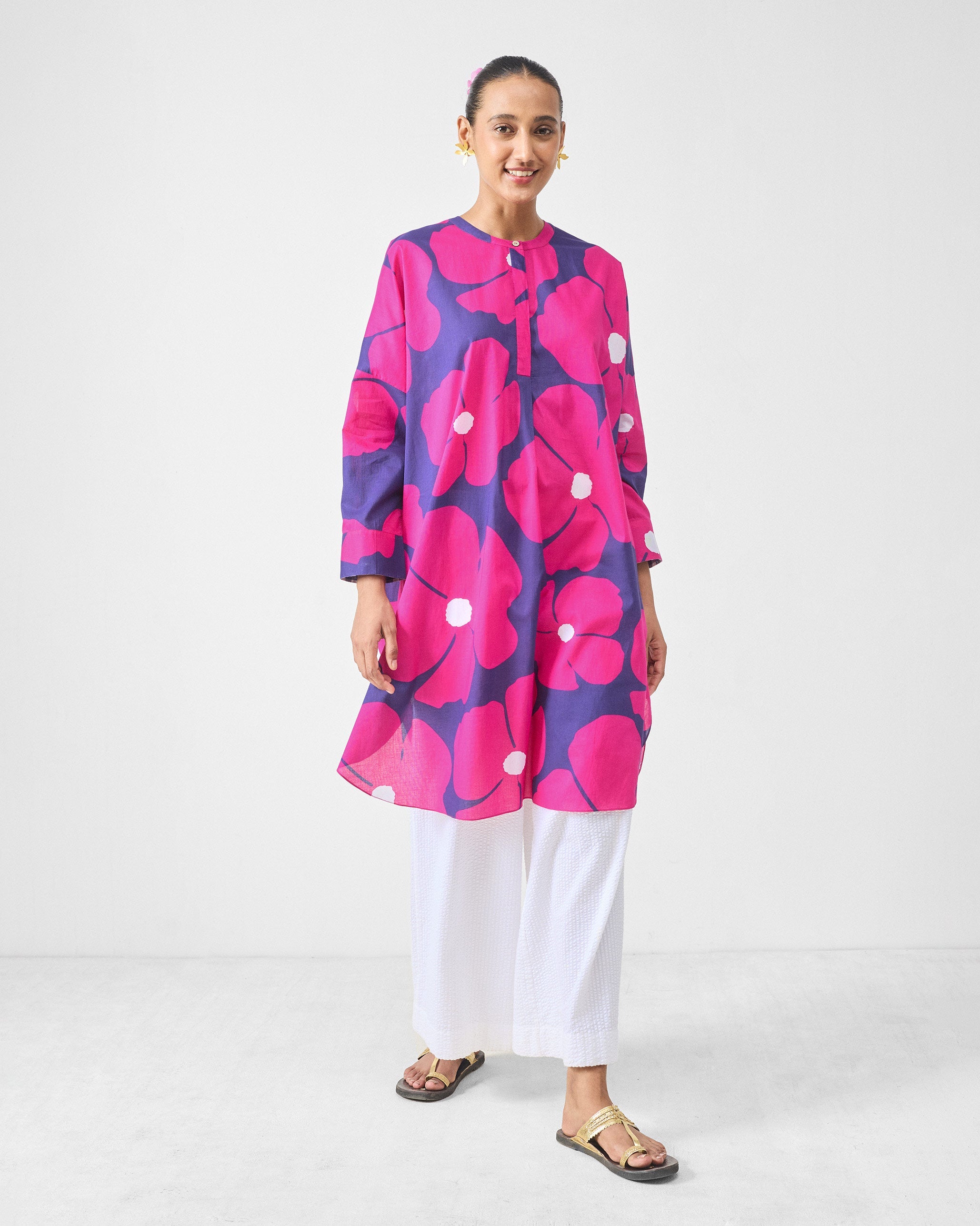 Lazy Sunday Tunic - Fuchsia & Purple Printed