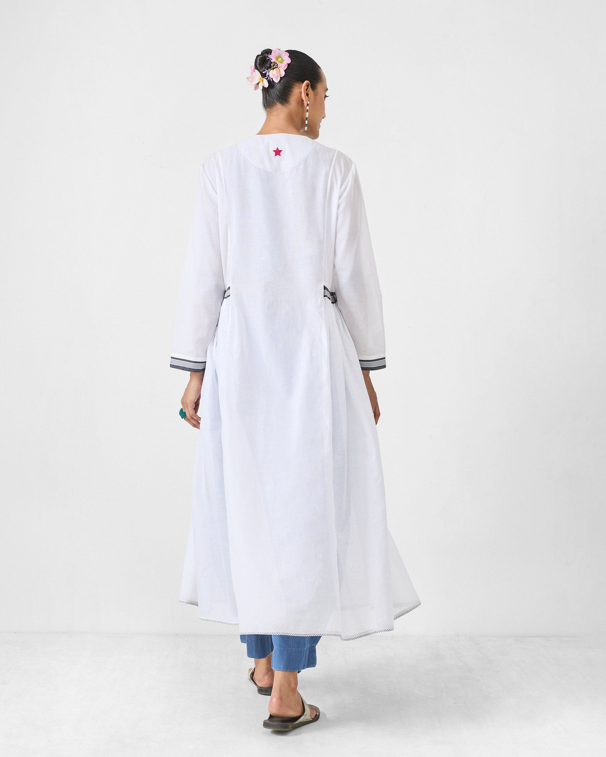 Pintuck Kurta - White