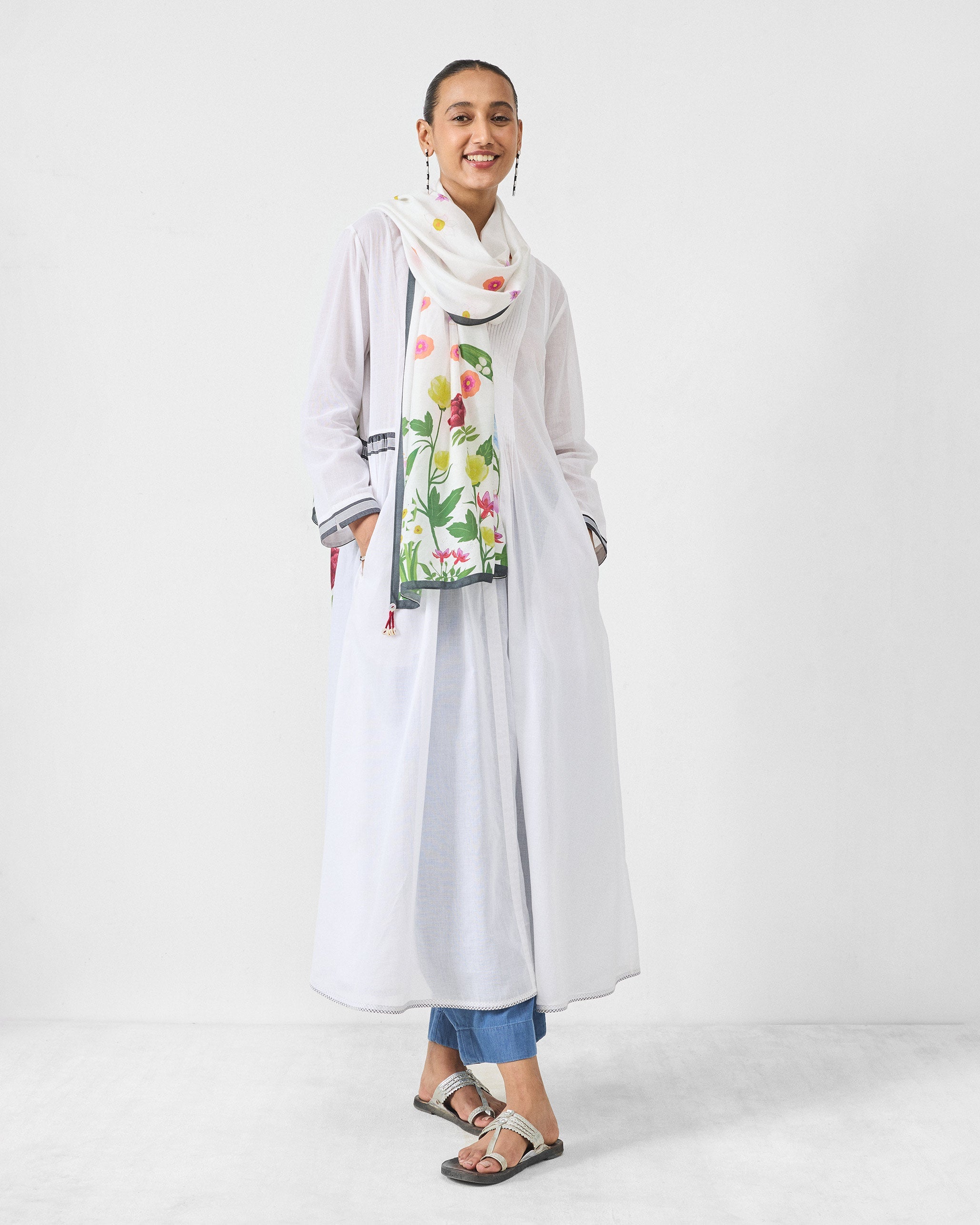 Pintuck Kurta - White