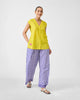 Wide Paper Bag Trousers - Purple & White Checks