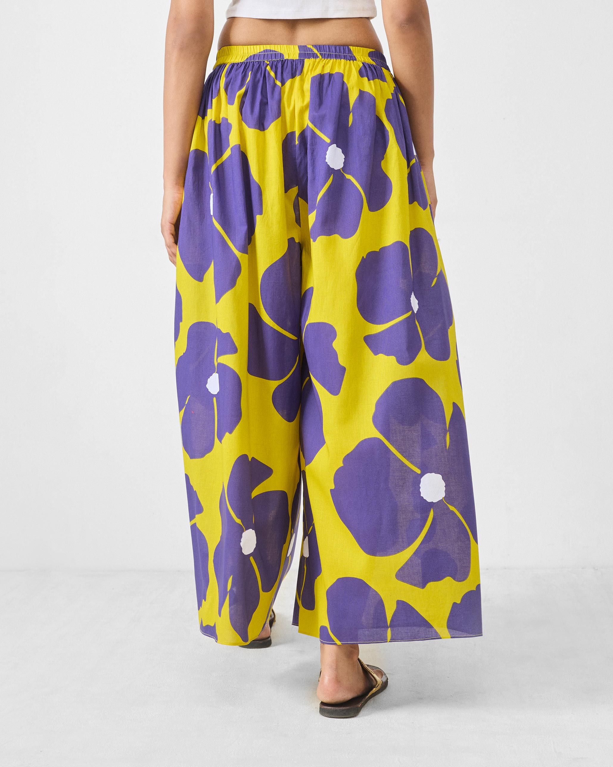 Yoi Hem Pants - Purple & Chartreuse Printed