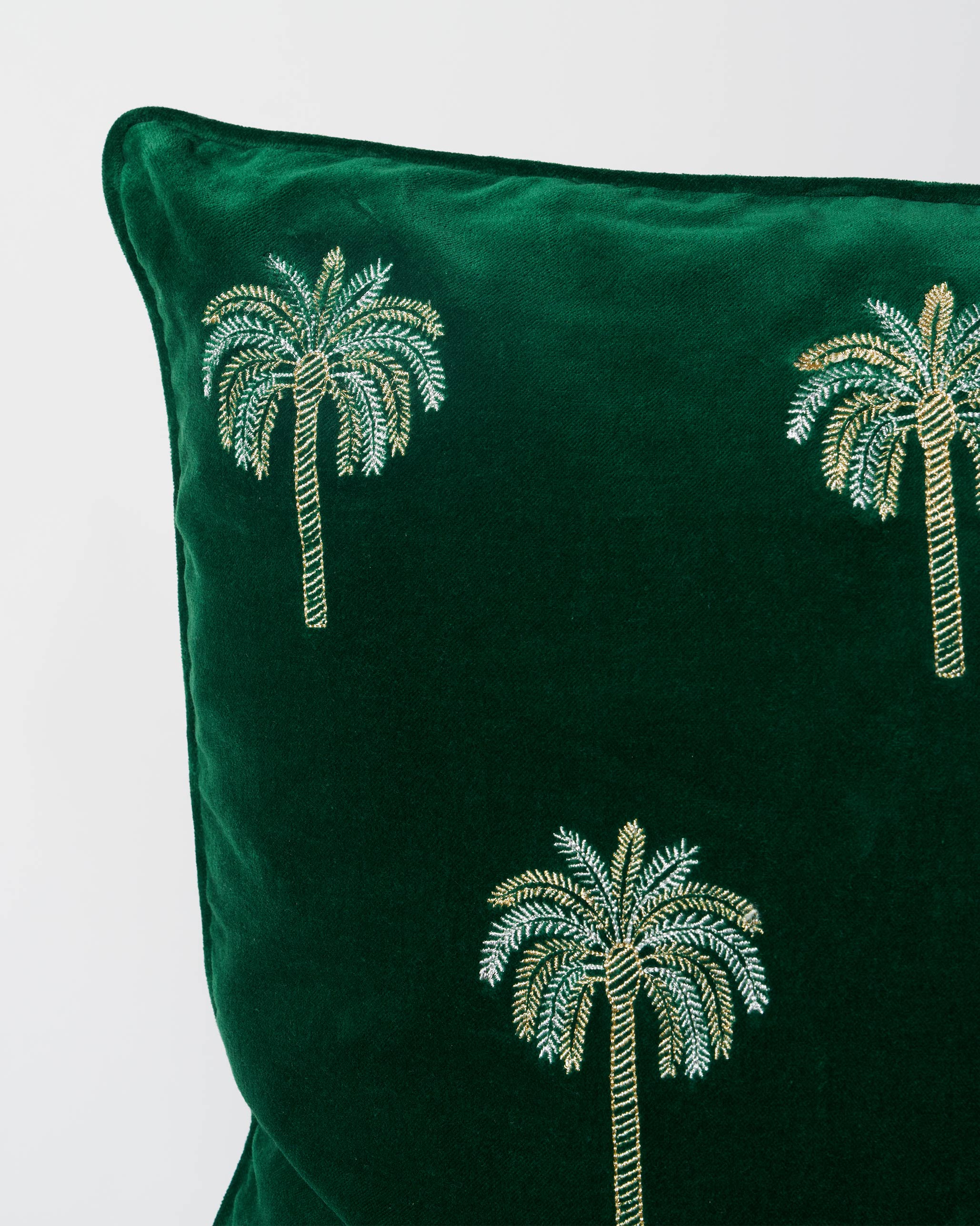 Palm Shimmer Cushion Cover - Green
