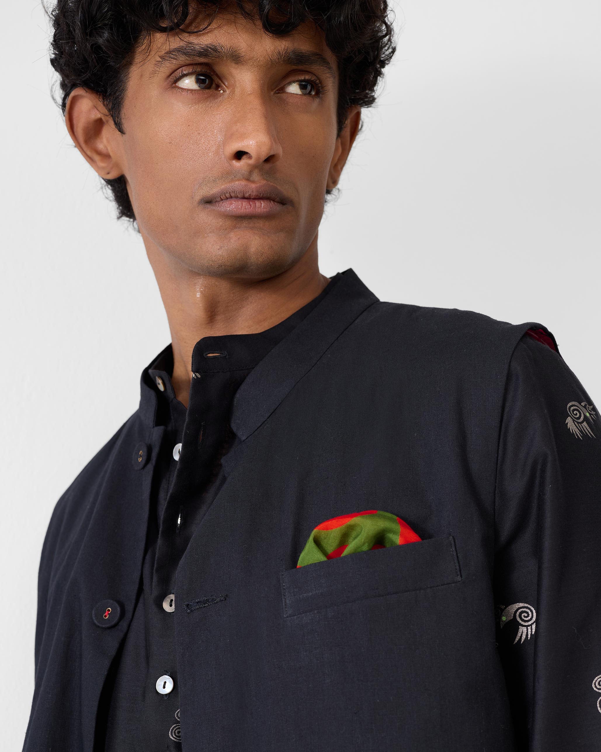 Arka Pocket Square - Olive & Red