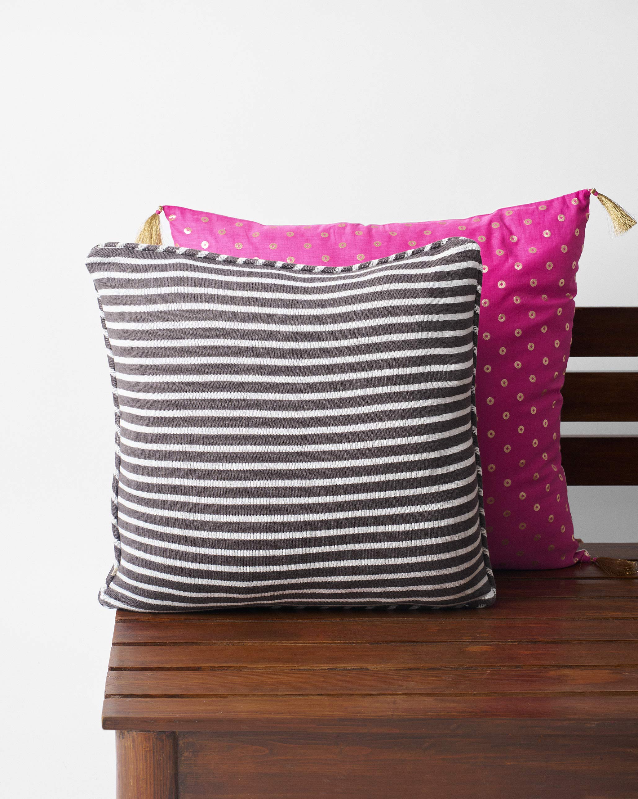 Serene Palm Quilted Cushion Cover