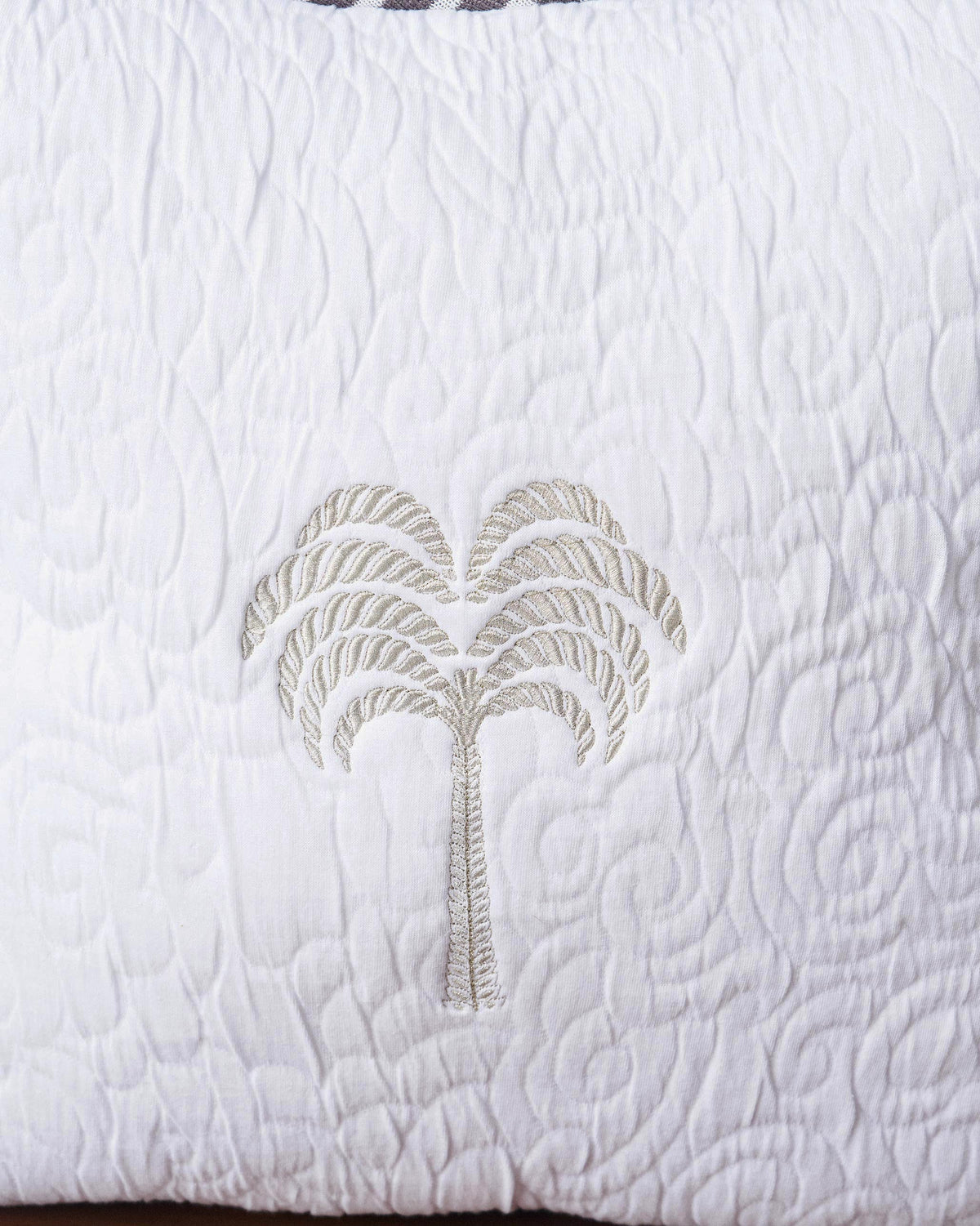 Serene Palm Quilted Cushion Cover