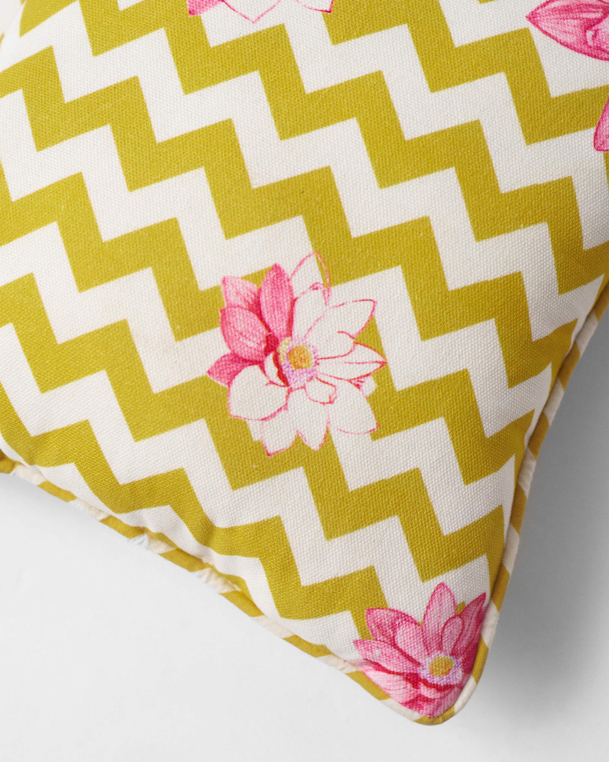 Chevron Lotus Car Cushion - Yellow