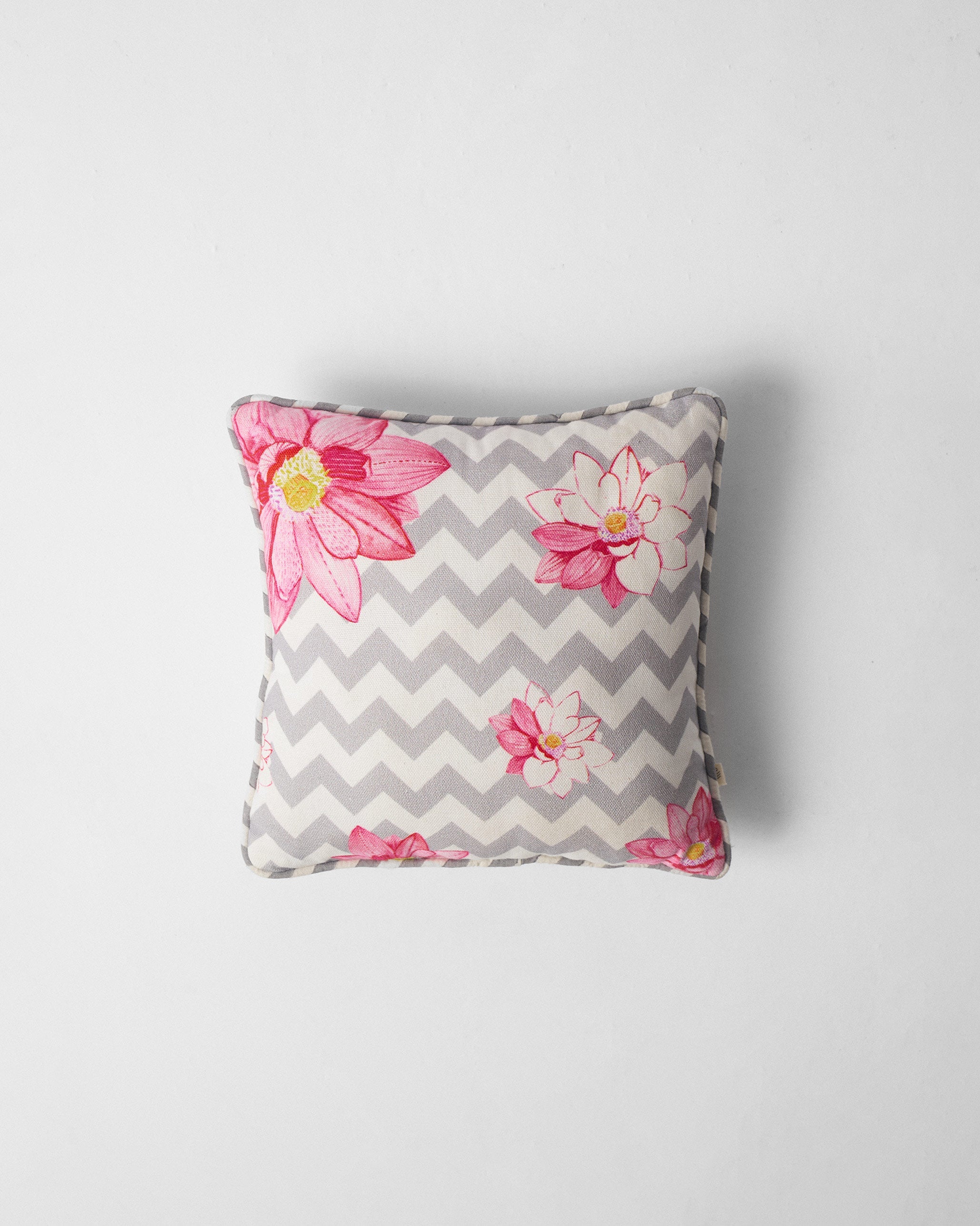 Chevron Lotus Car Cushion - White