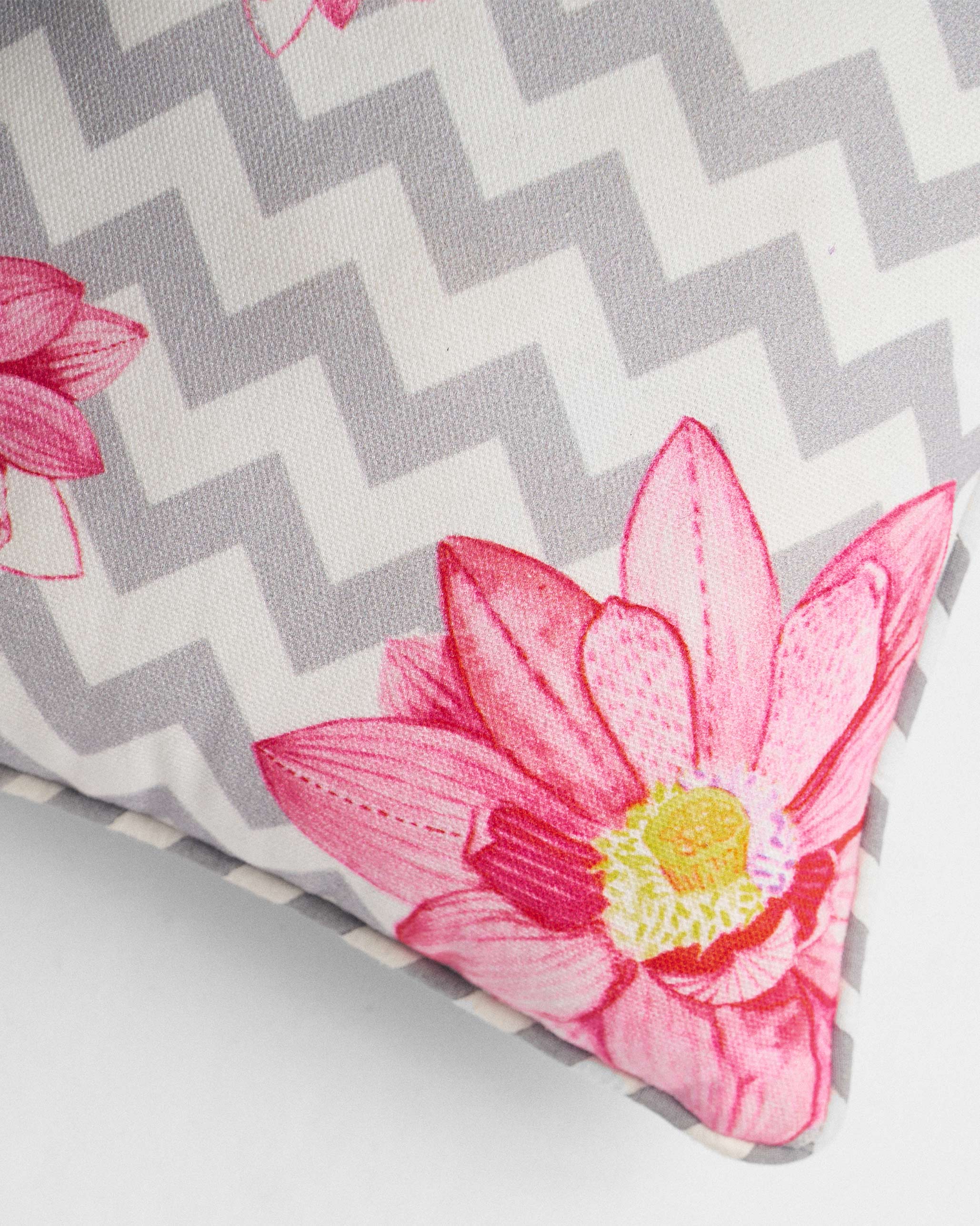 Chevron Lotus Car Cushion - White