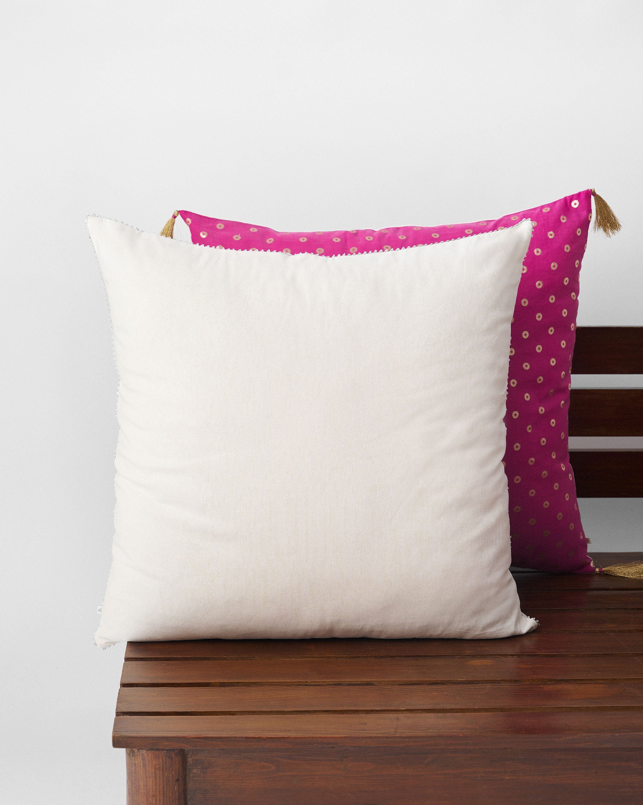 Silver Chanderi Cushion Cover