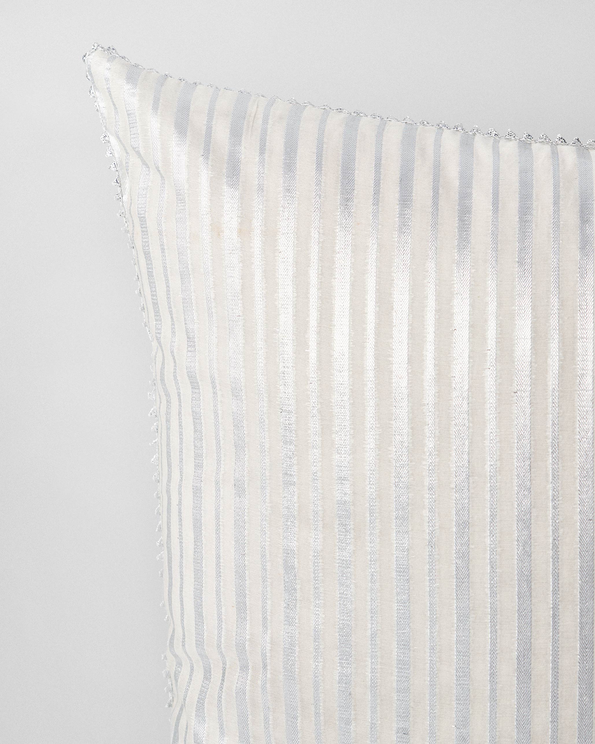 Silver Chanderi Cushion Cover
