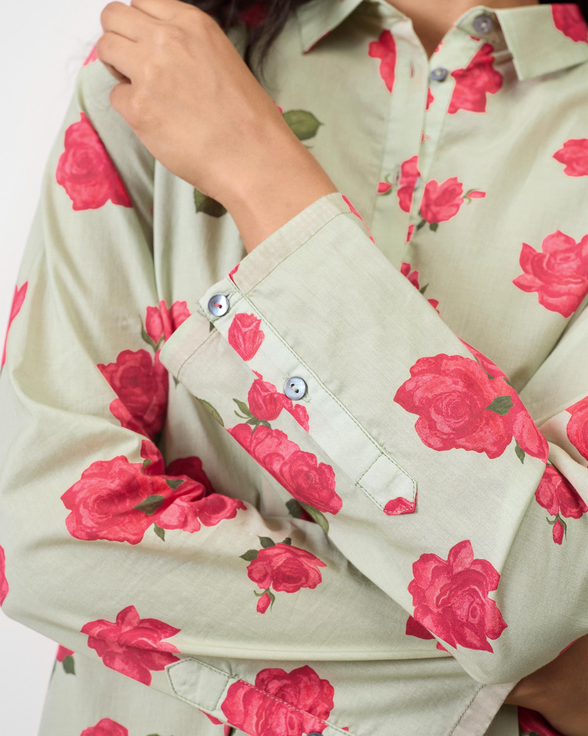 High Low Shirt - Mint & Watermelon Print