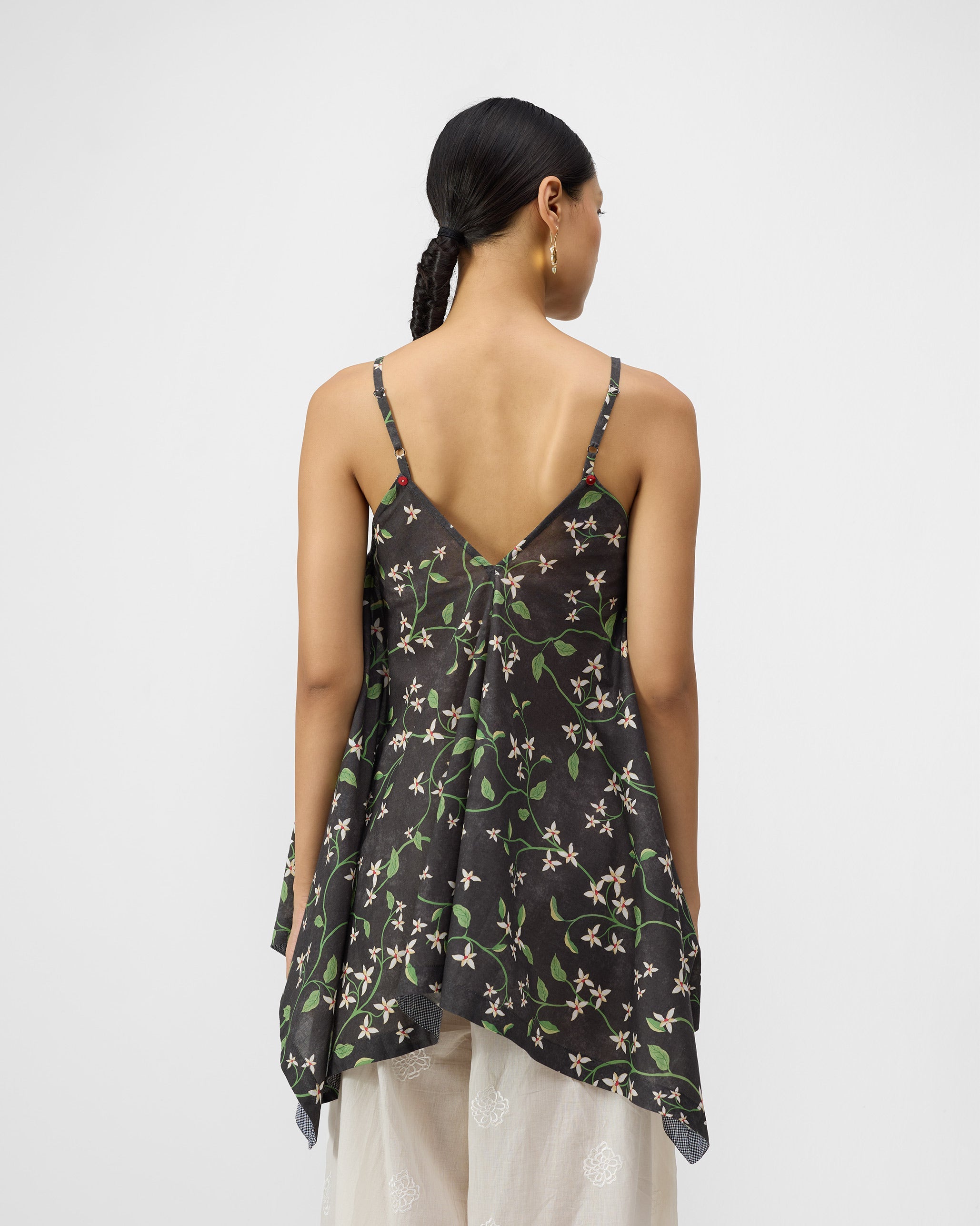 Handkerchief Top - Charcoal Print