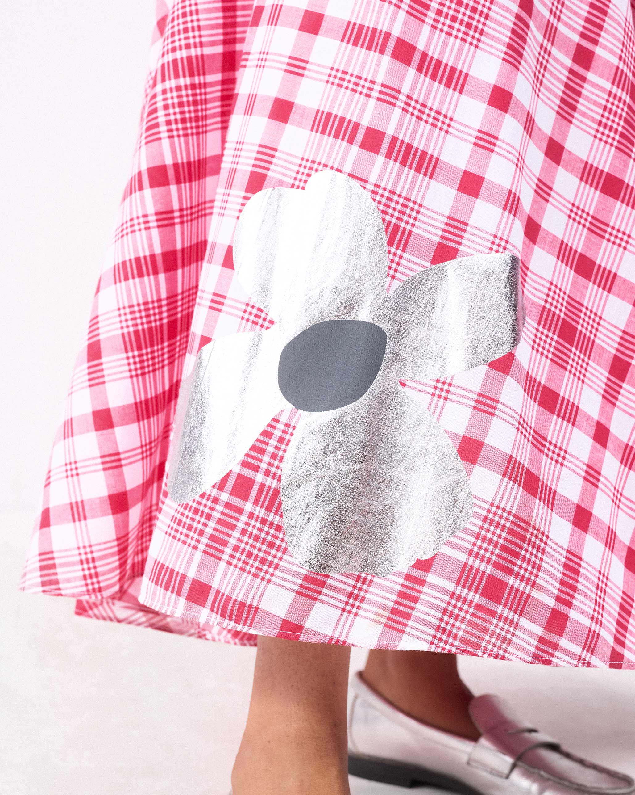 Long Strappy Dress - Watermelon & White Checks