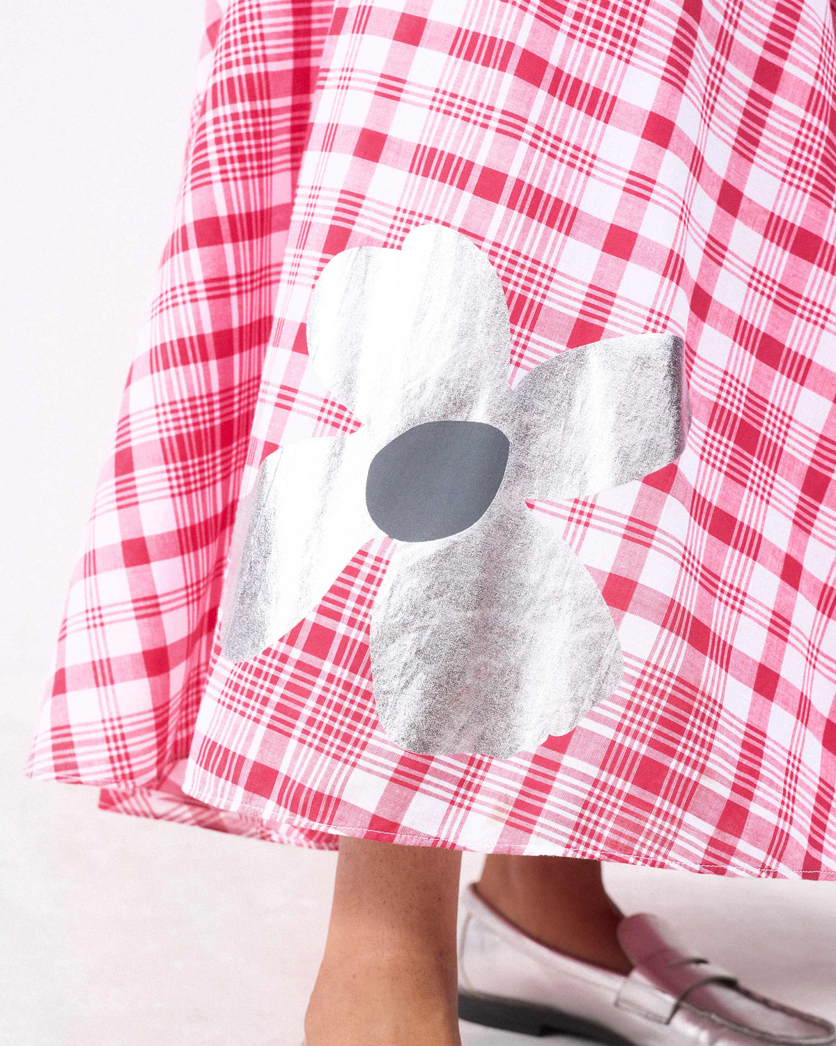 Long Strappy Dress - Watermelon & White Checks