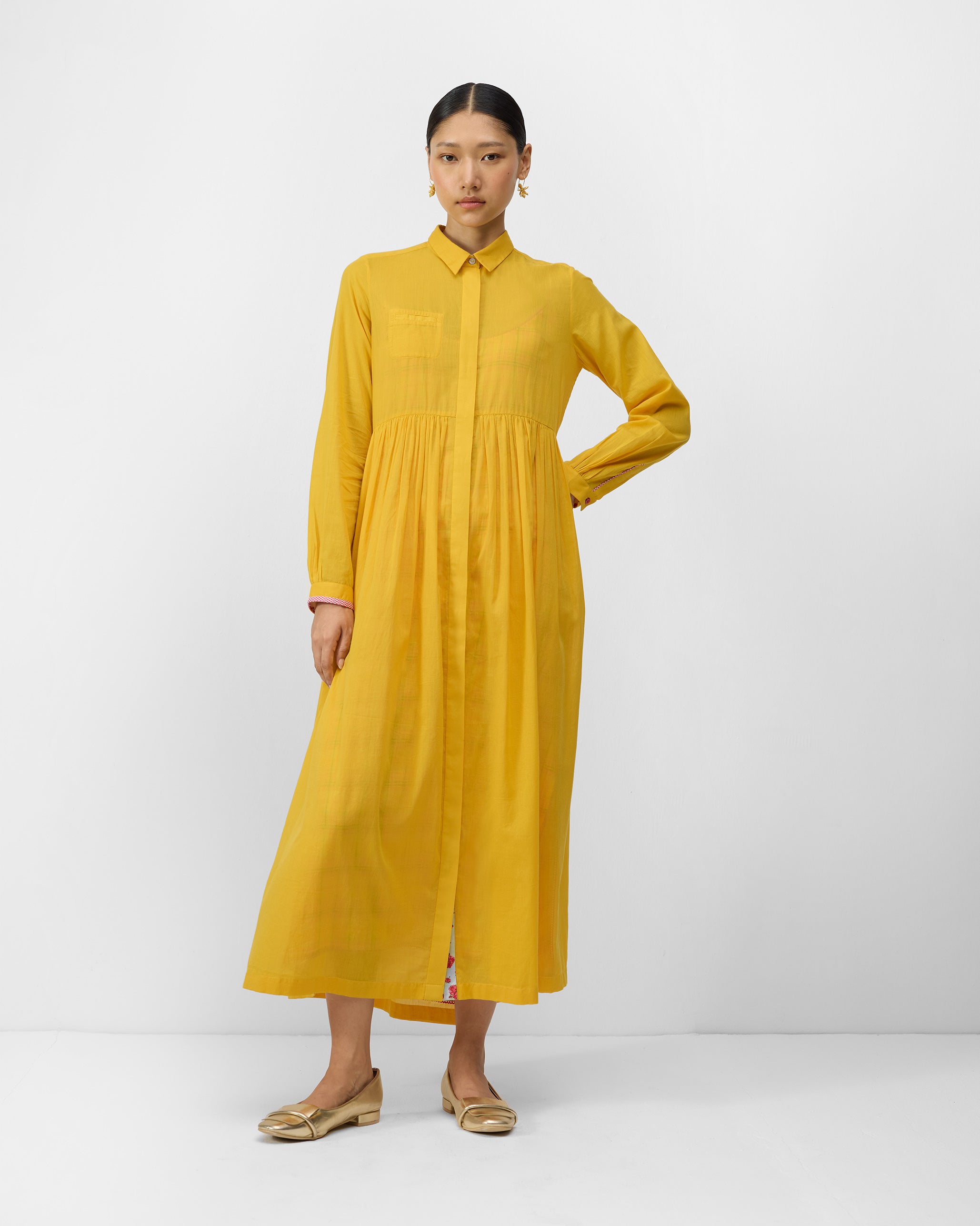Aurora Dress with Slip - Turmeric Yellow