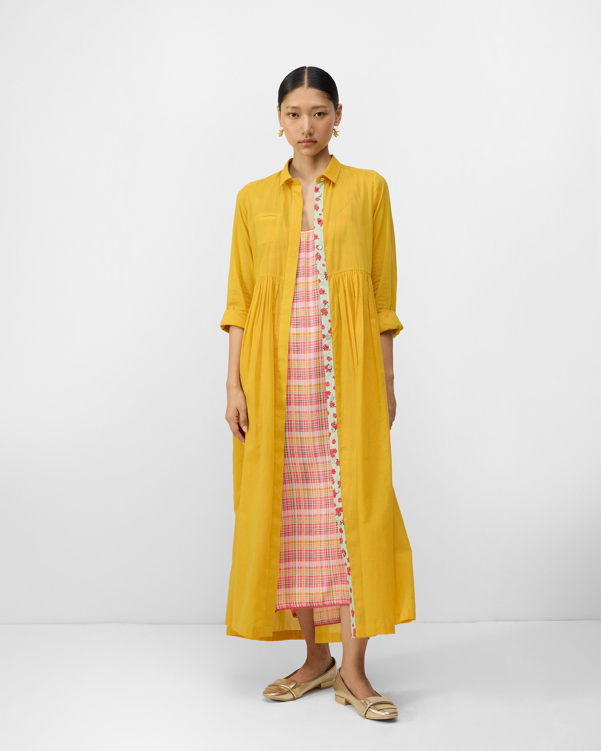 Aurora Dress with Slip - Turmeric Yellow