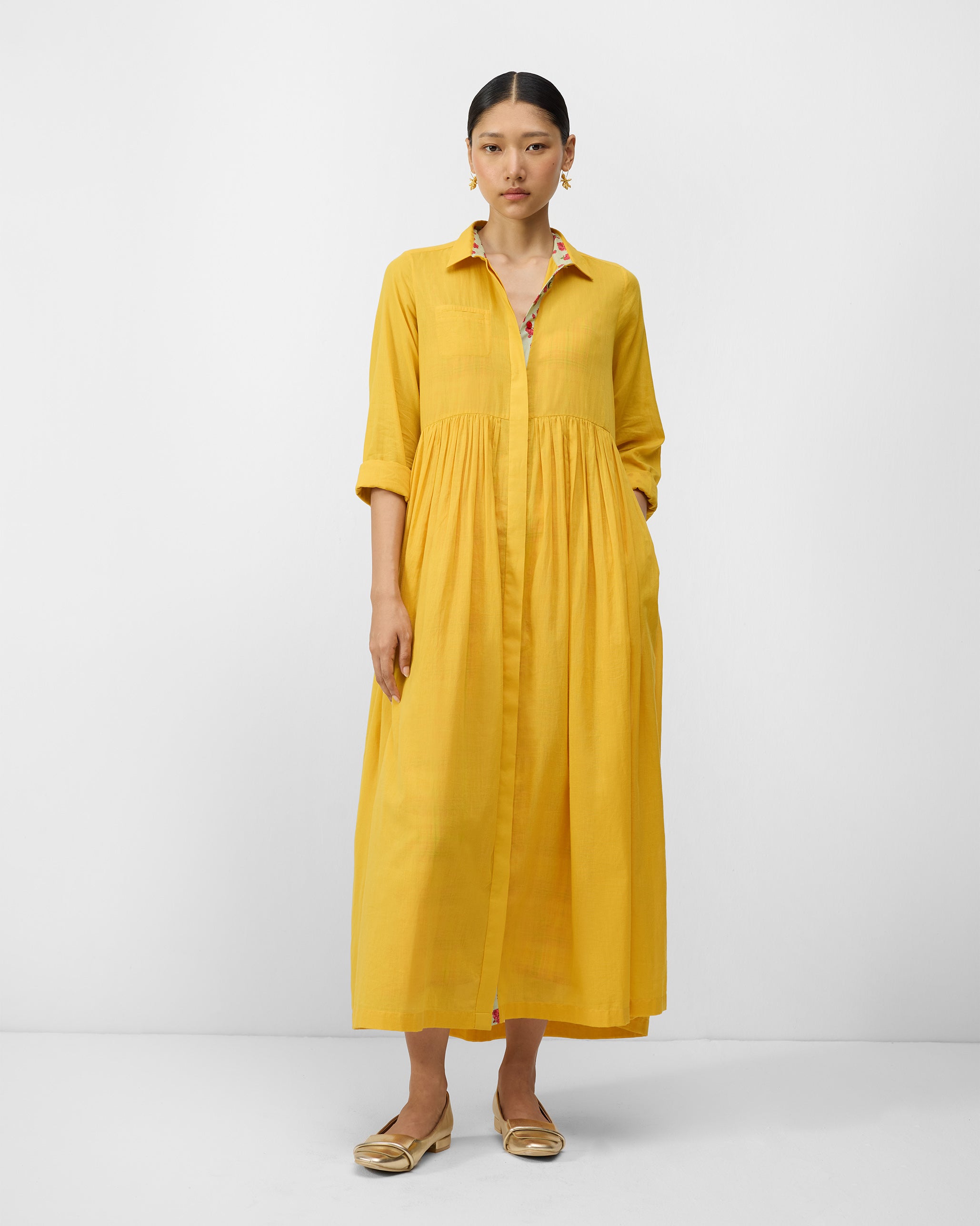Aurora Dress with Slip - Turmeric Yellow