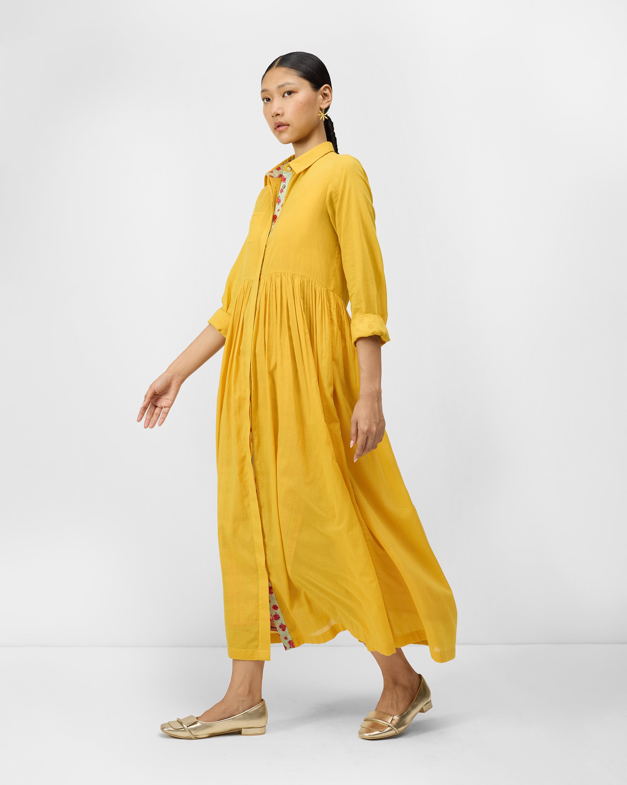 Aurora Dress with Slip - Turmeric Yellow