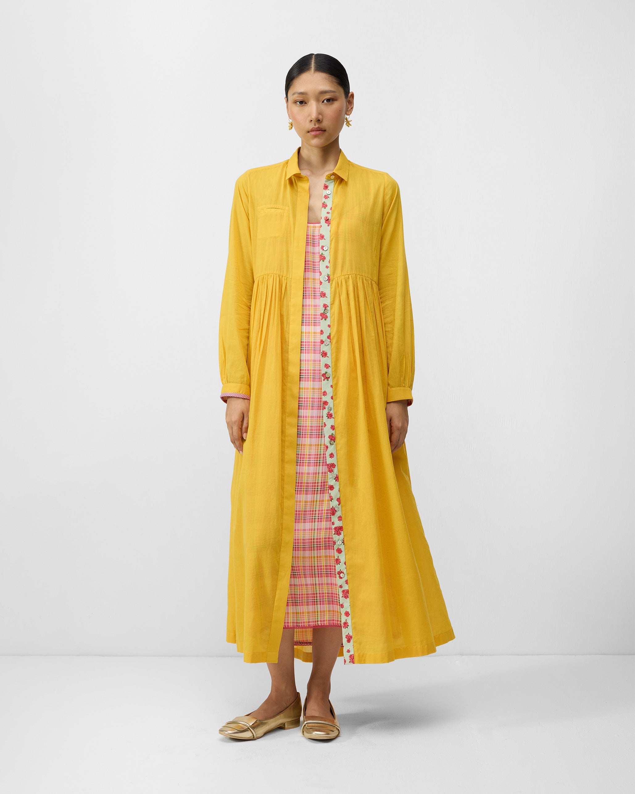 Aurora Dress with Slip - Turmeric Yellow