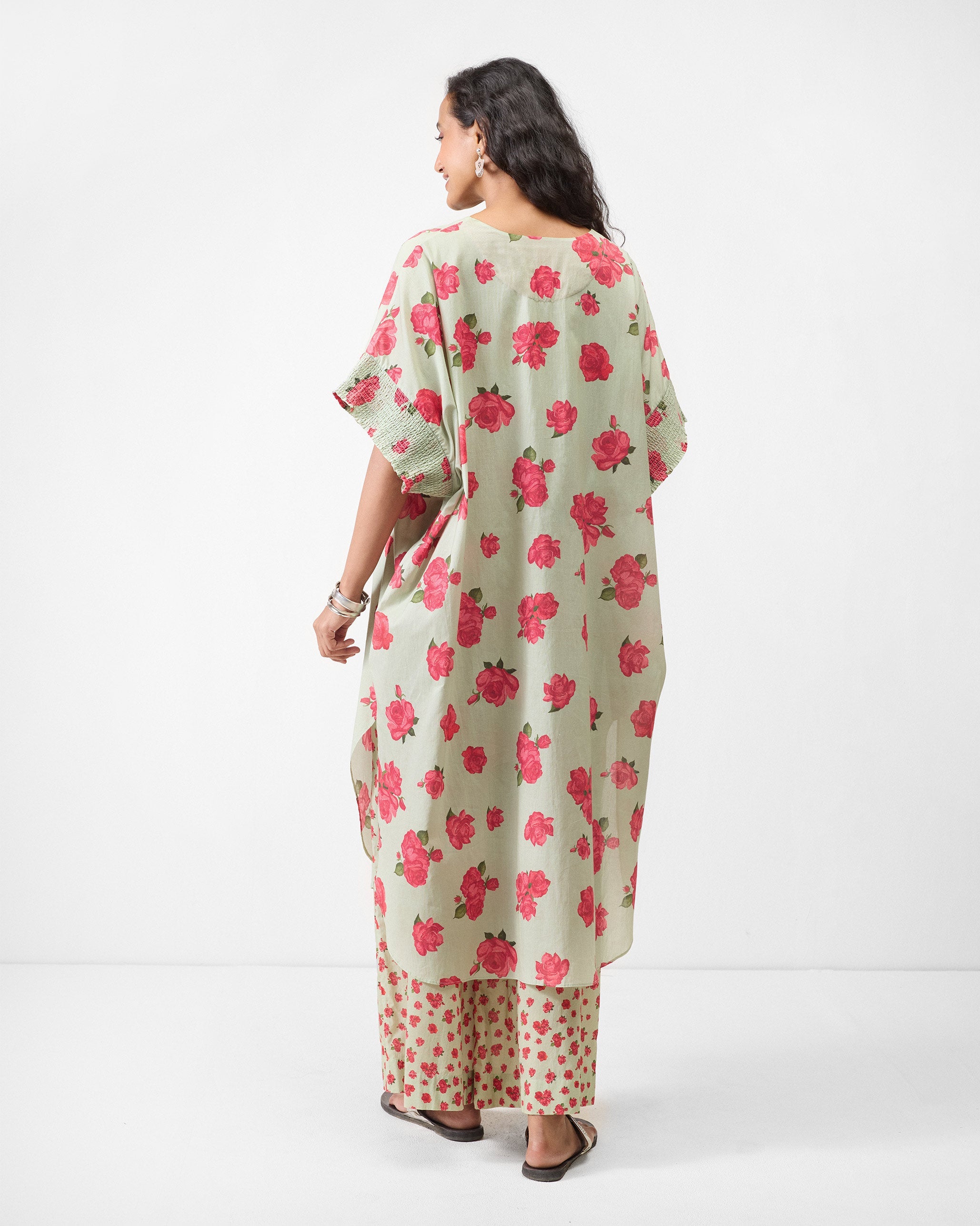 Calicut Kurta - Mint & Watermelon Print