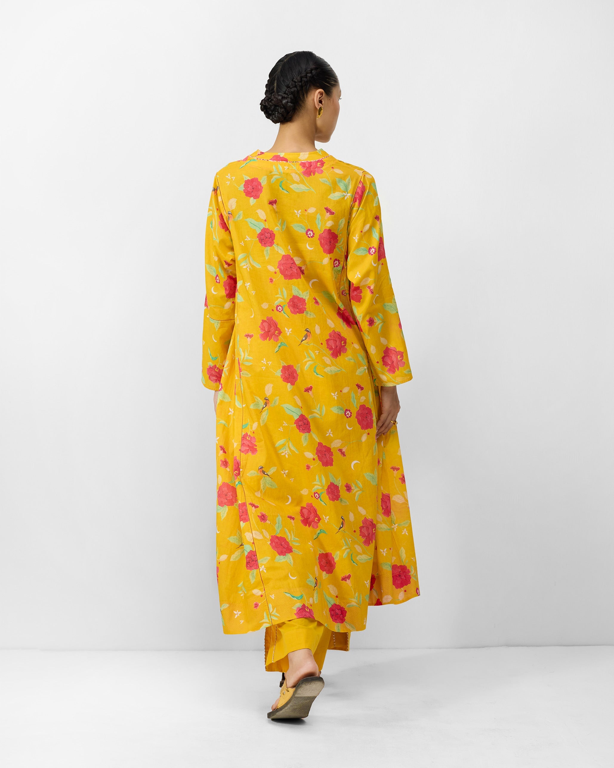 Amreli Kurta - Turmeric Yellow & Watermelon Print