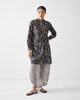 Basic Mid Length Kurta - Charcoal Print