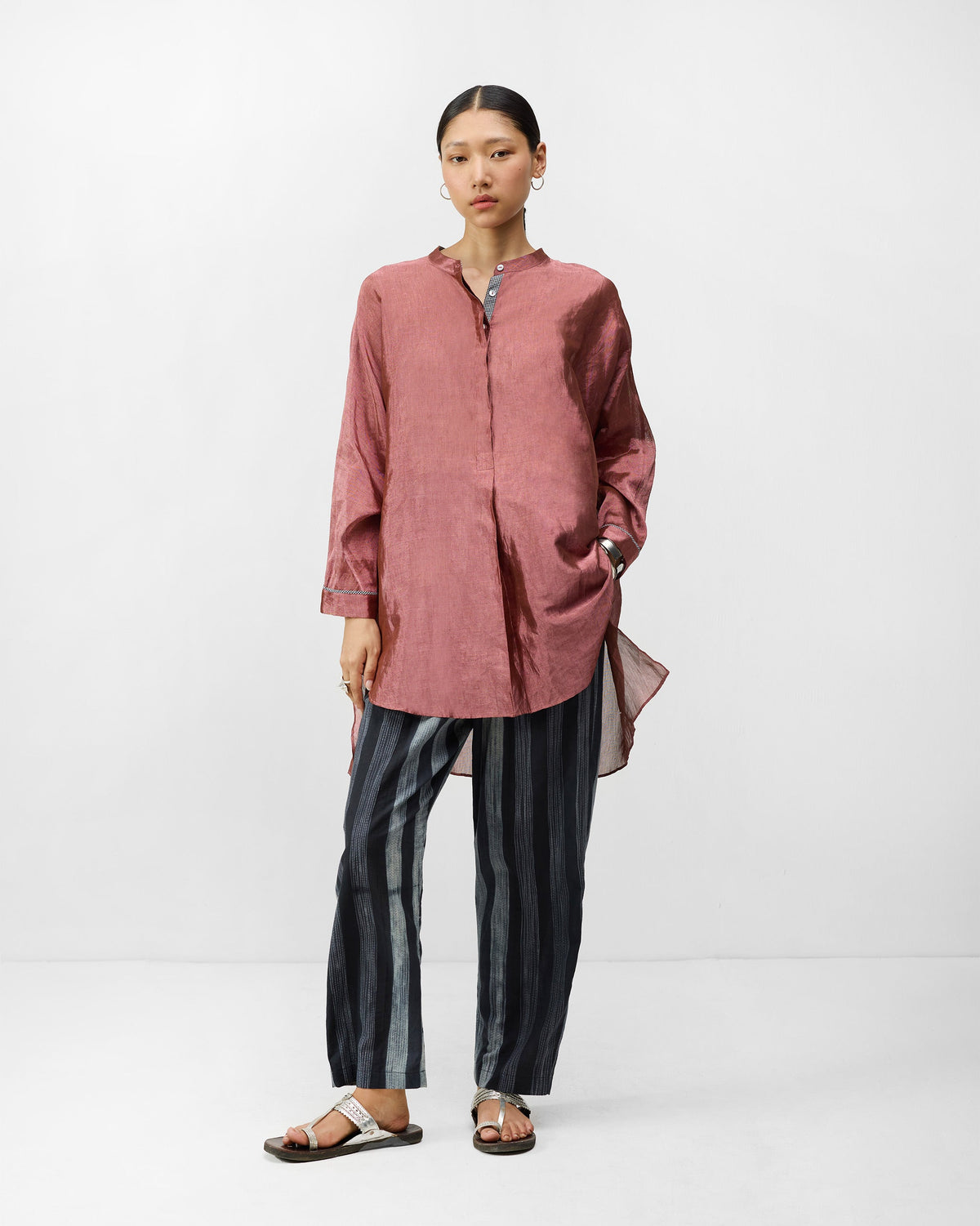 Areca Pants - Charcoal & Ivory Stripes