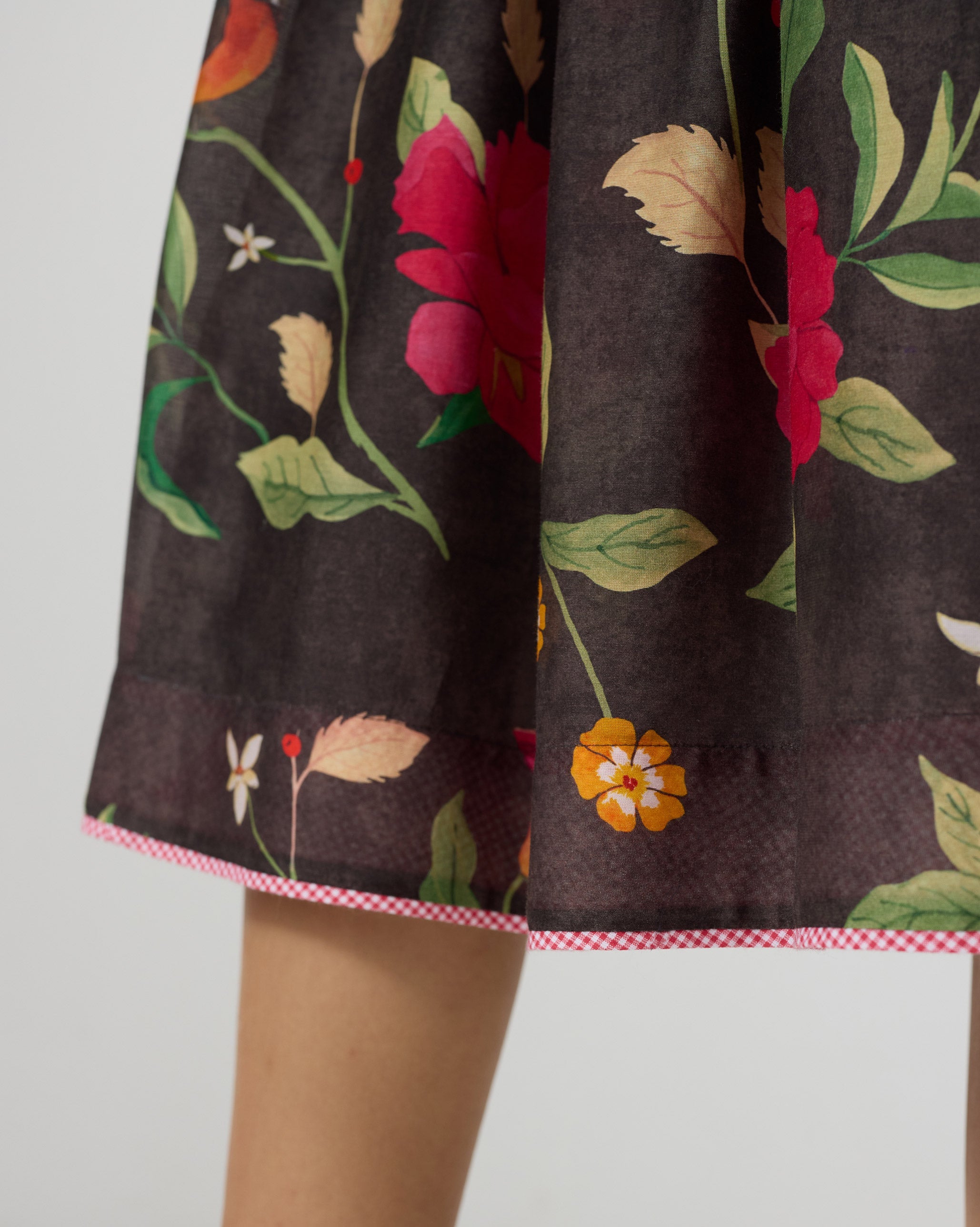 Ashwini Dress - Charcoal & Watermelon Print